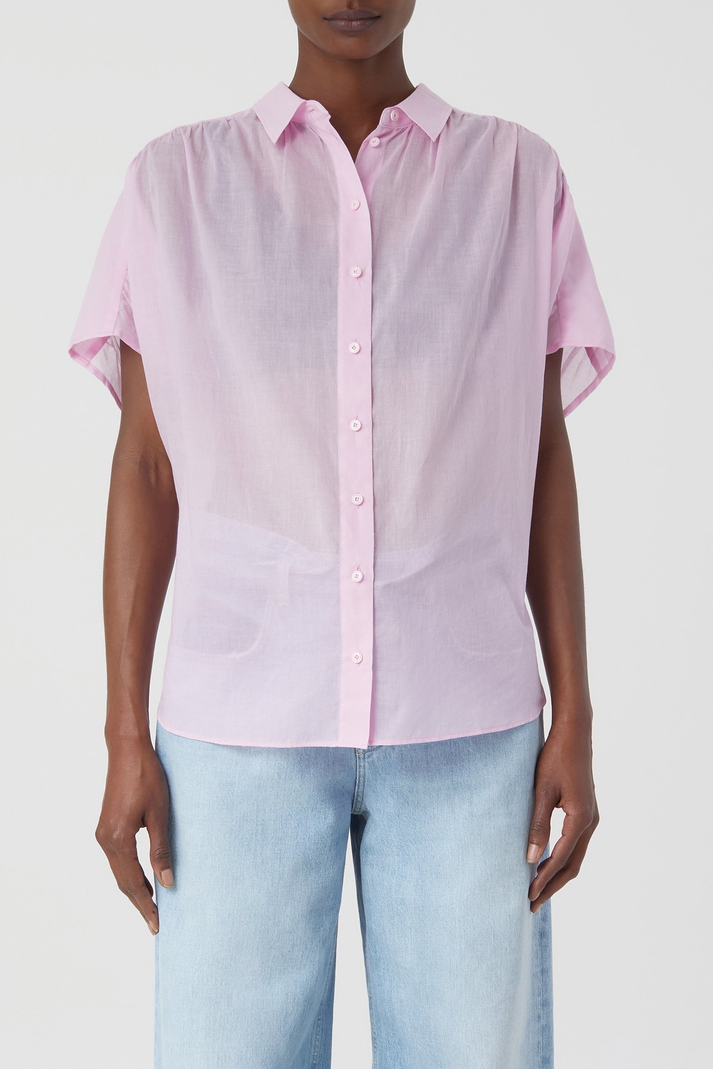 GATHERED SHIRT SHIRTS & BLOUSES DAHLIA PINK 1