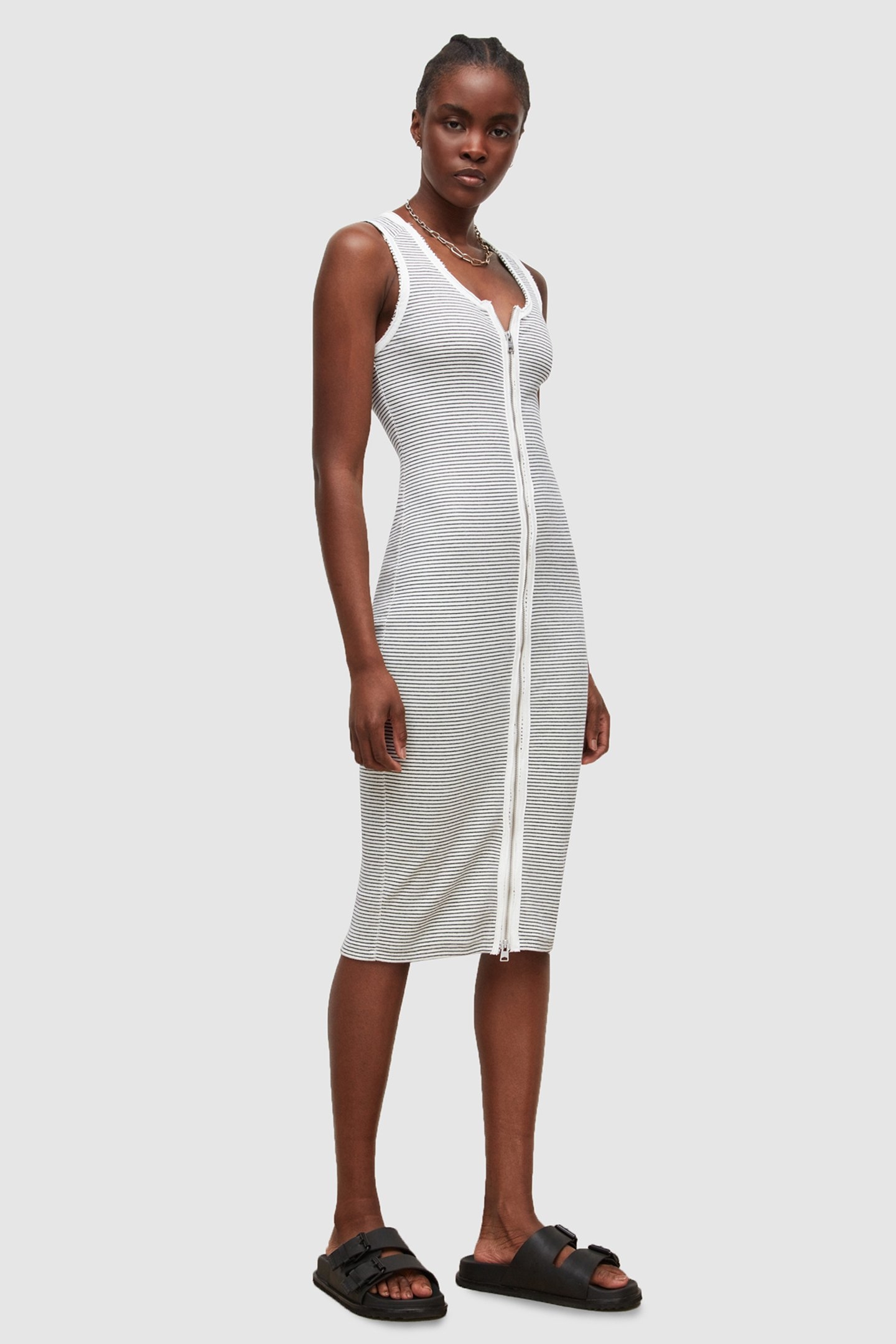 ALICIA STRIPE DRESS CHALK/BLACK 4