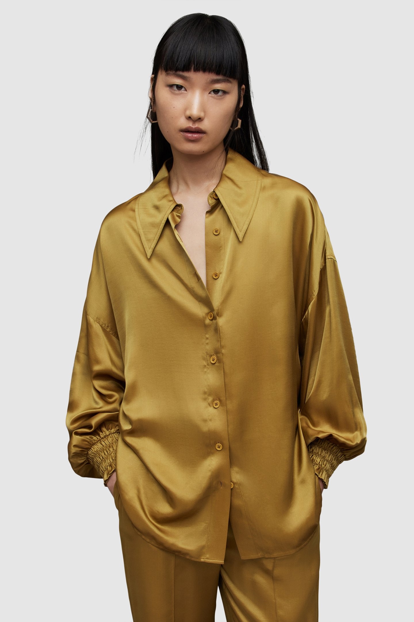 CHARLI SHIRT ECRU OLIVE GREEN 1