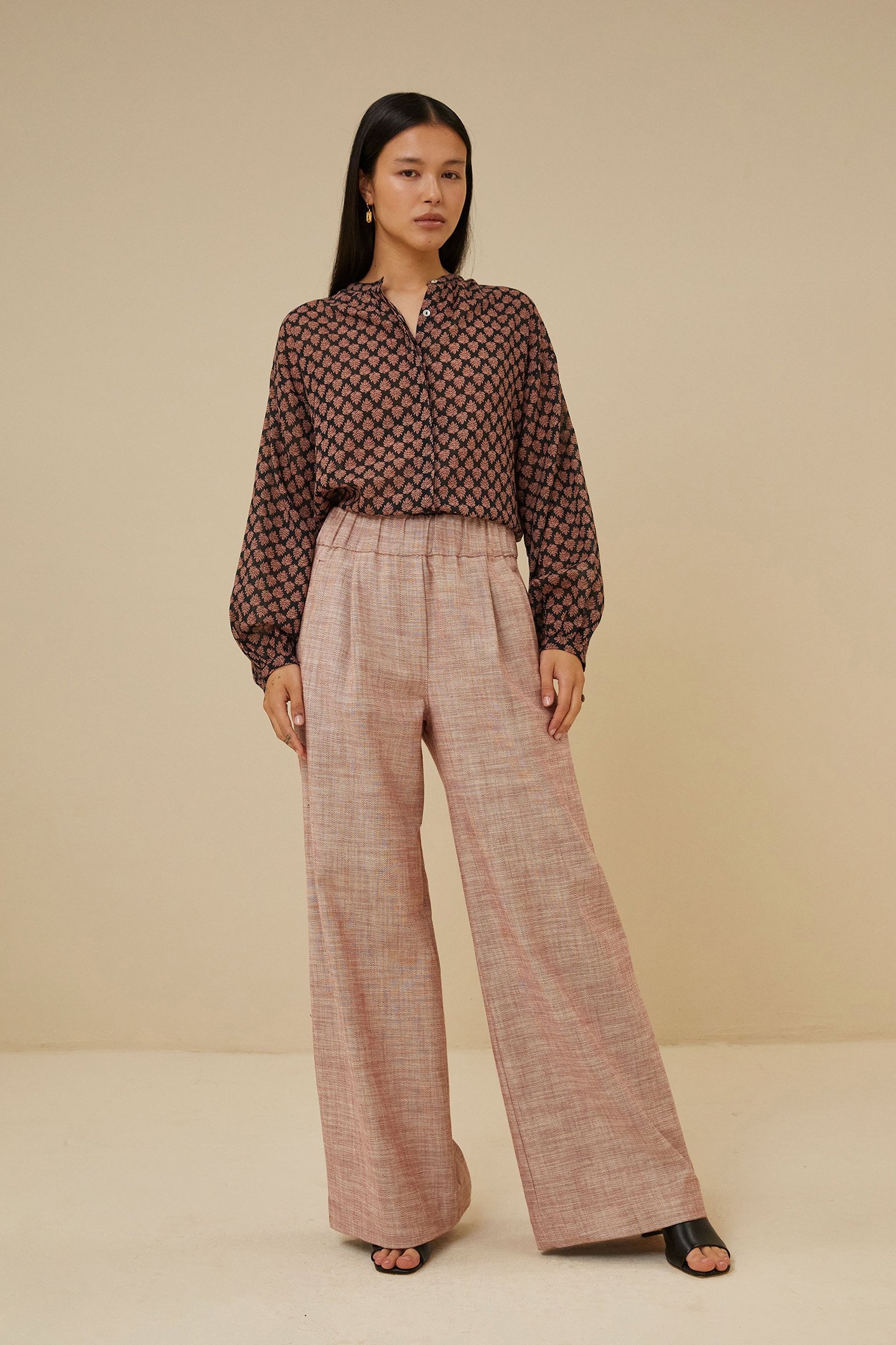 CECILE LEAF BLOUSE LEAF PRINT 1