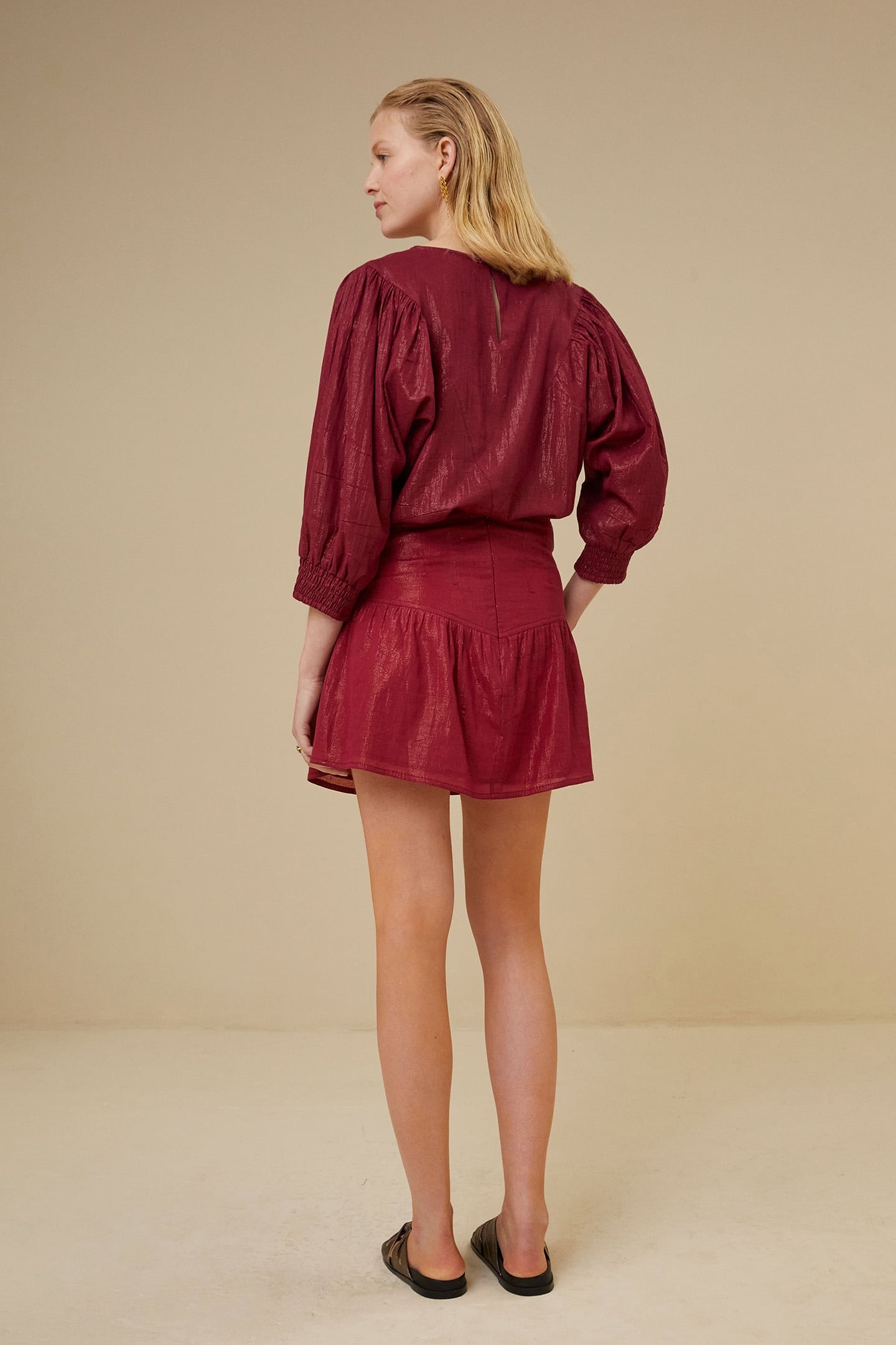 BELLE METALLIC SKIRT GRENACHE 2