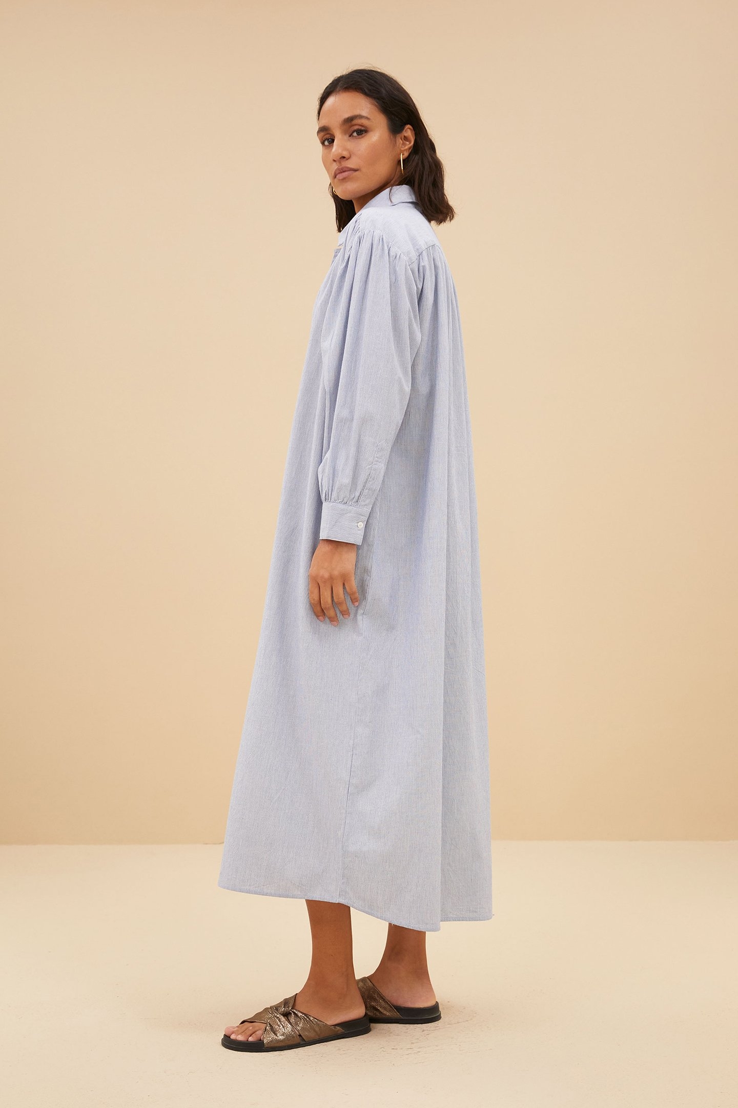 PIN STRIPE SHIRT DRESS INDI GREY 4