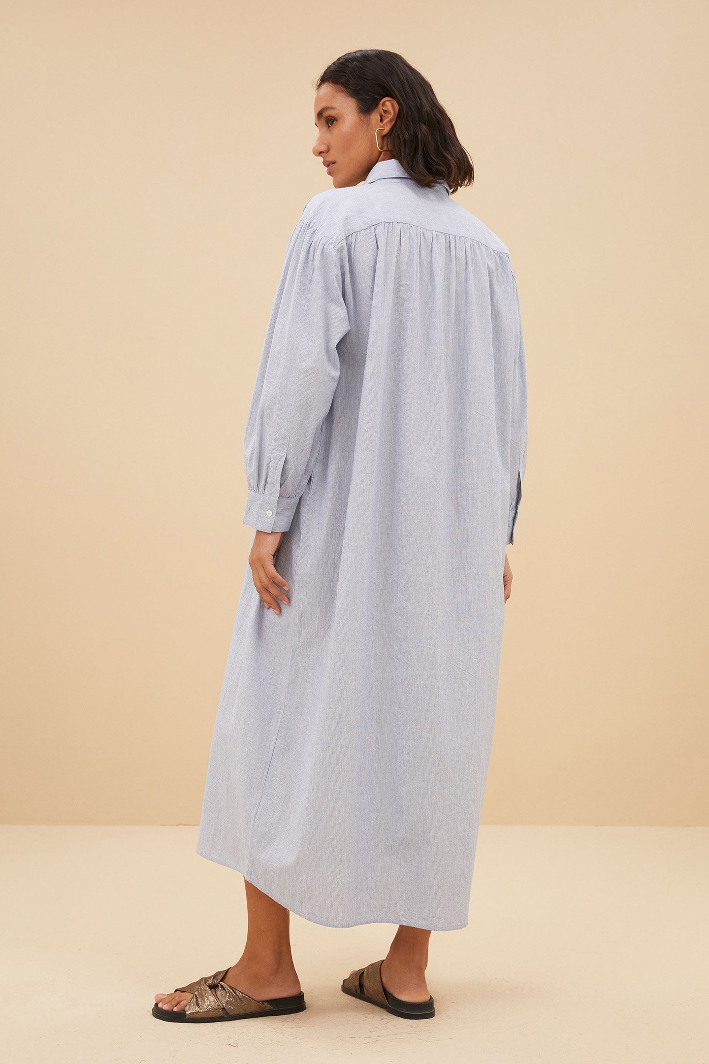 PIN STRIPE SHIRT DRESS INDI GREY 2