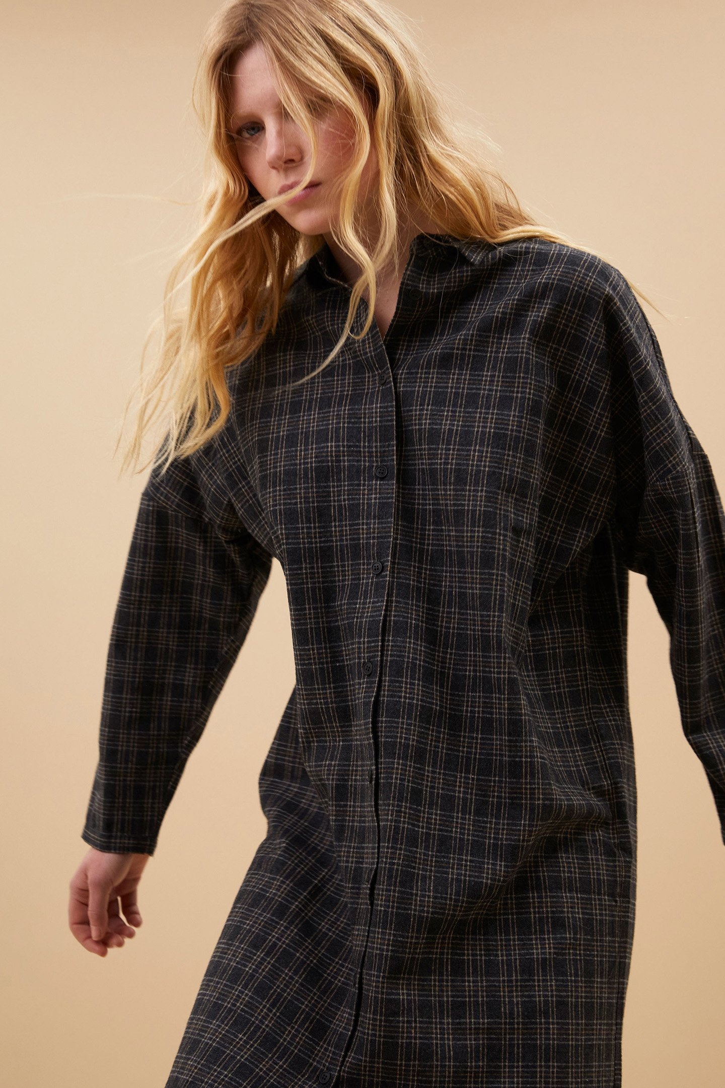 SMALL CHECK DRESS CARAMEL 6