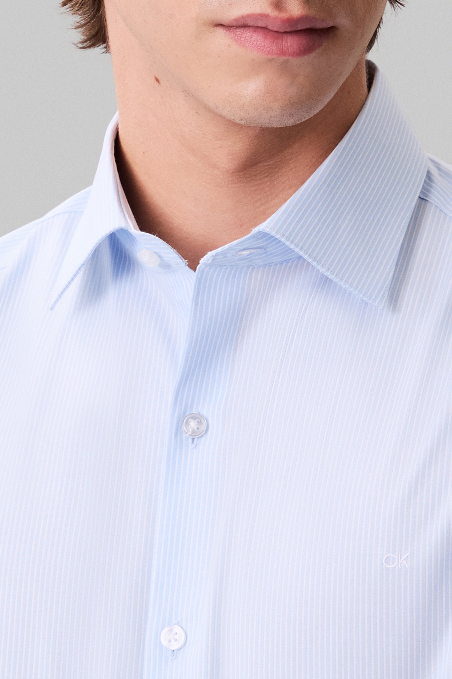 SLIM MID TWILL STR SHIRT BLUE 4