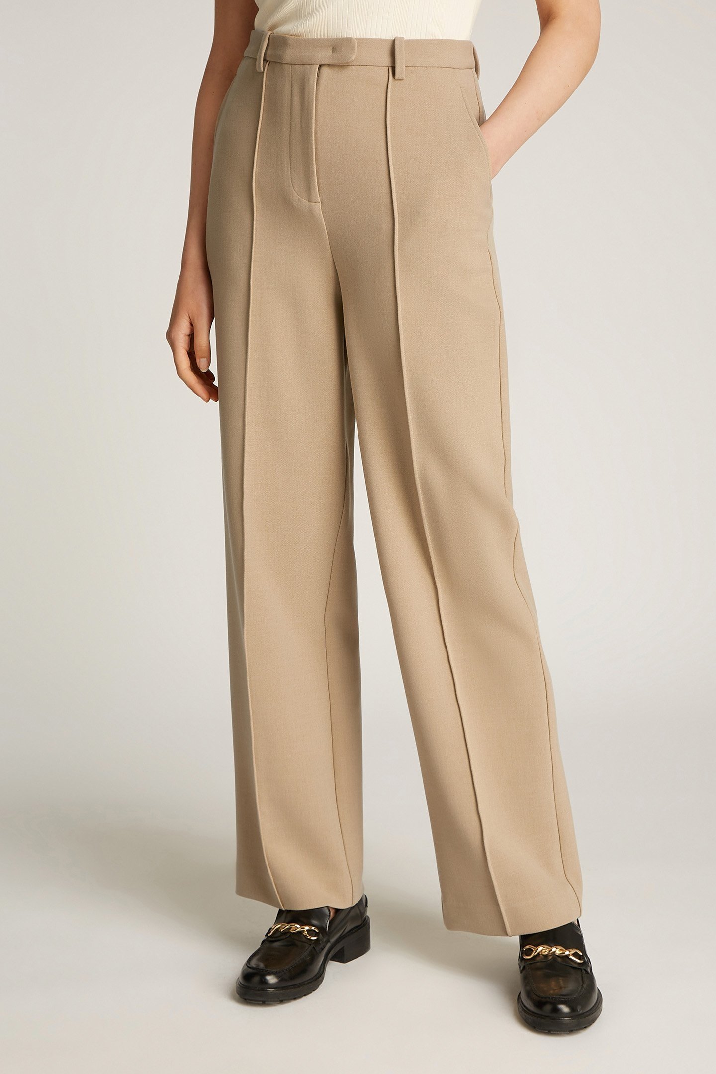 PUNTO RELAXED FIT STRAIGHT LEG PANTS BEIGE 1