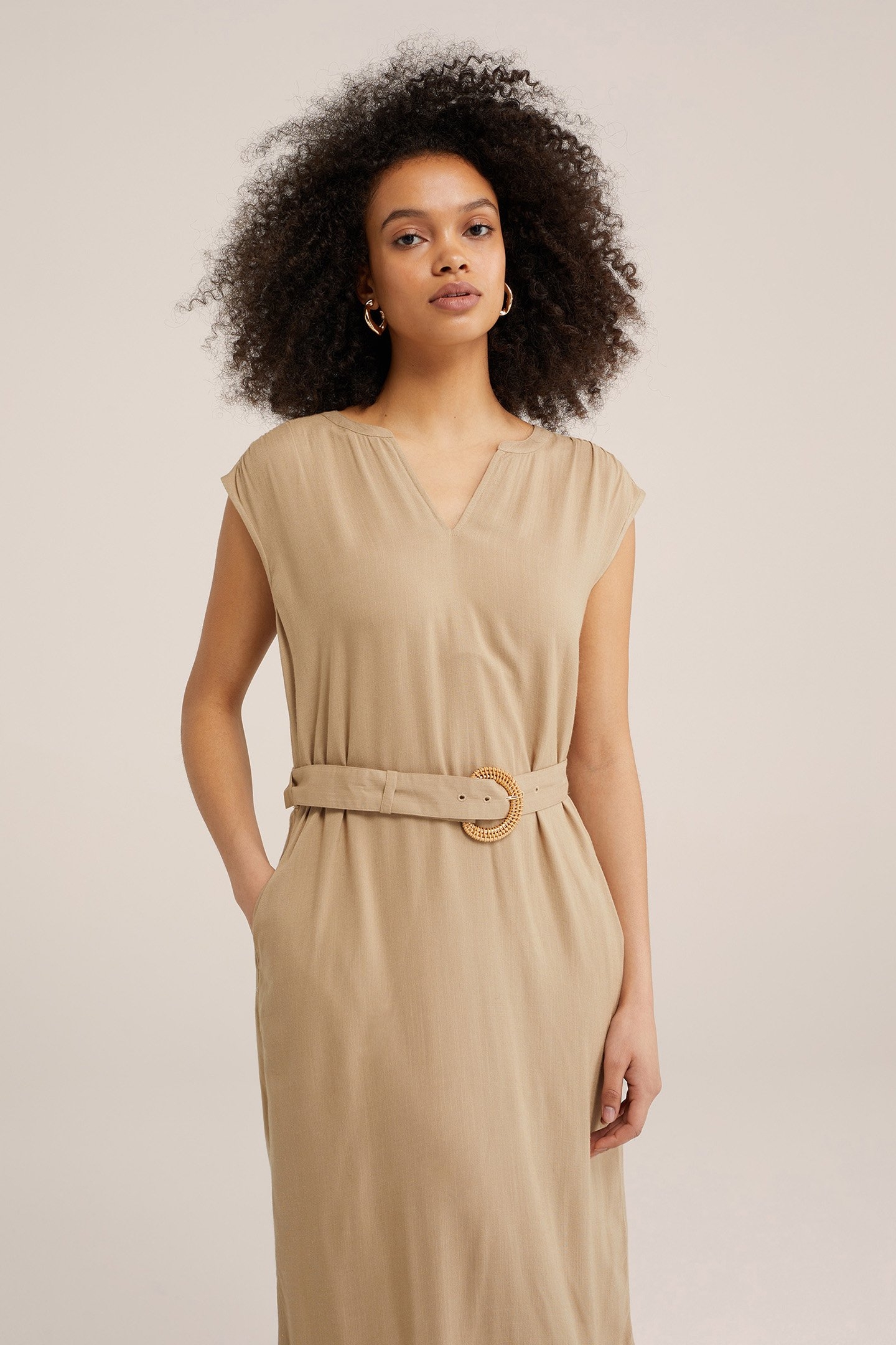 DRESS MID LENGTH LIGHT BROWN 4