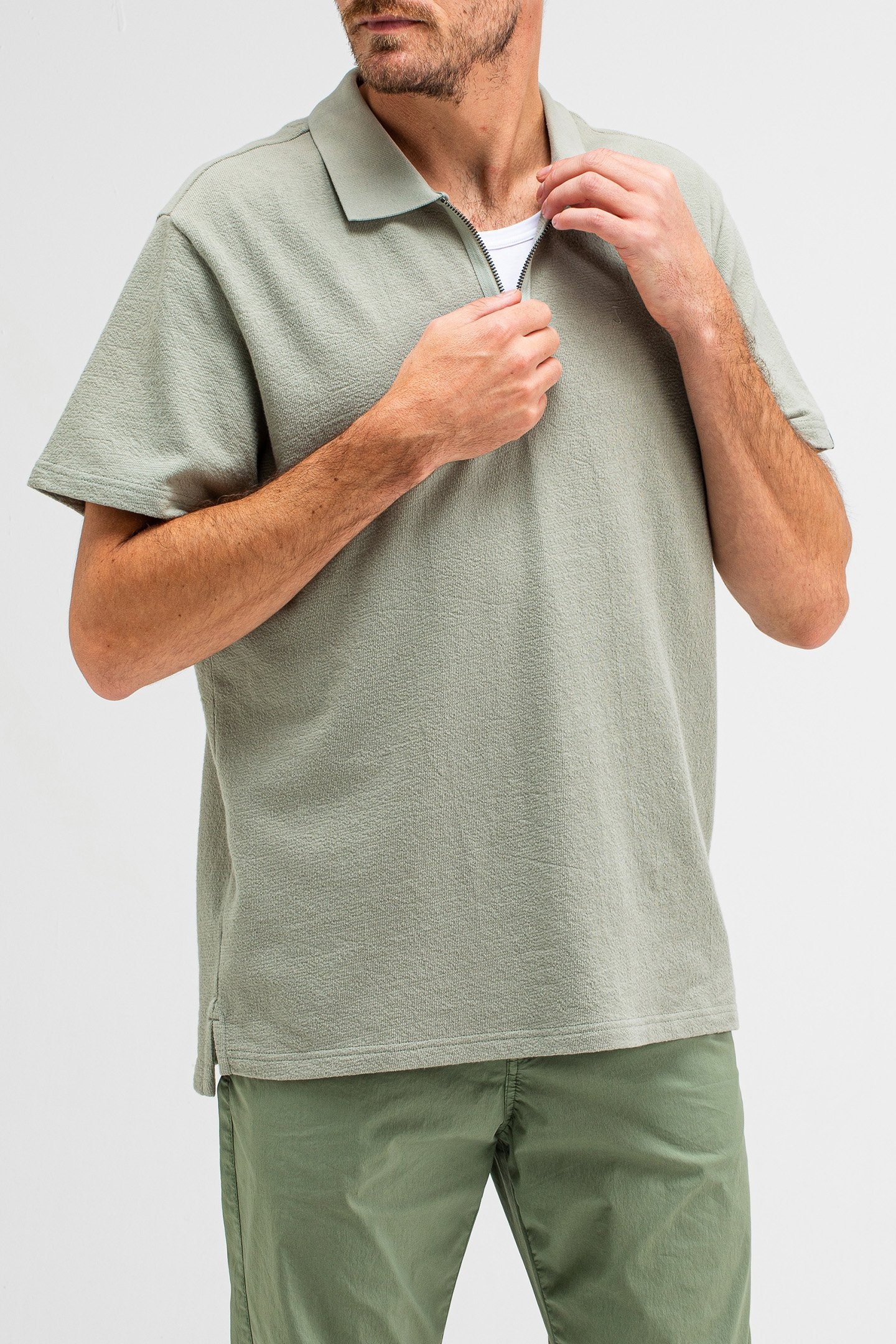 ADRIEN LOOSE ZIP POLO DK. DELPHI GREEN 1