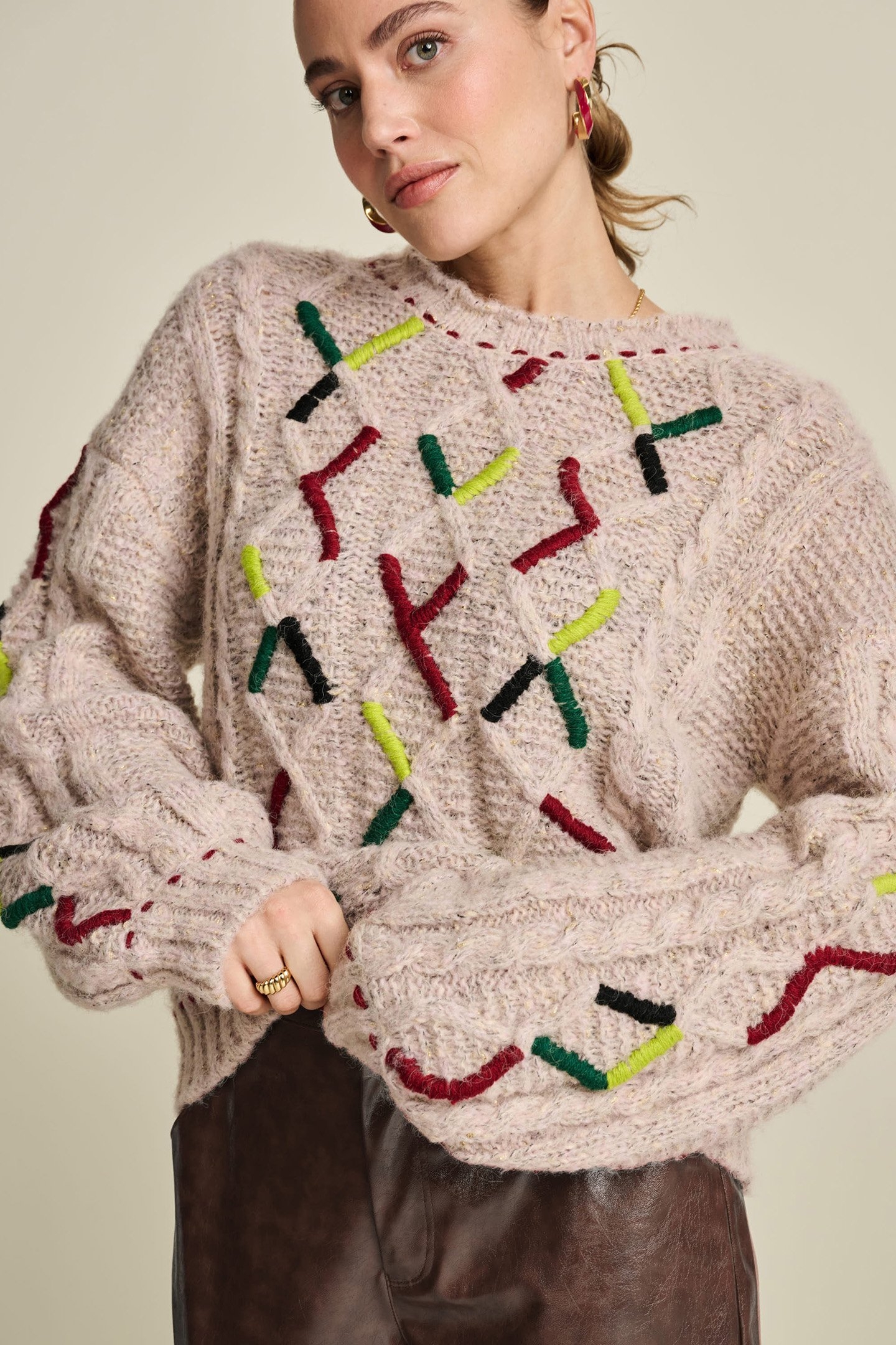 PULLOVER - CABLE PINK 7