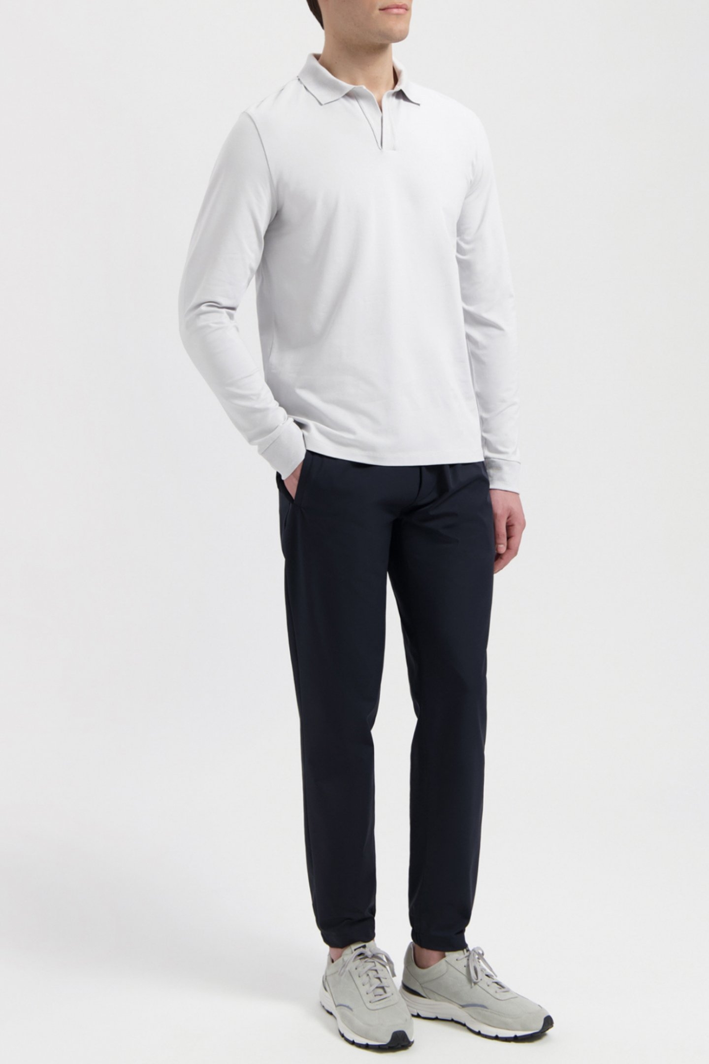 FILIP | JERSEY STRETCH LONGSLEEVE POLO LIGHT GREY 3