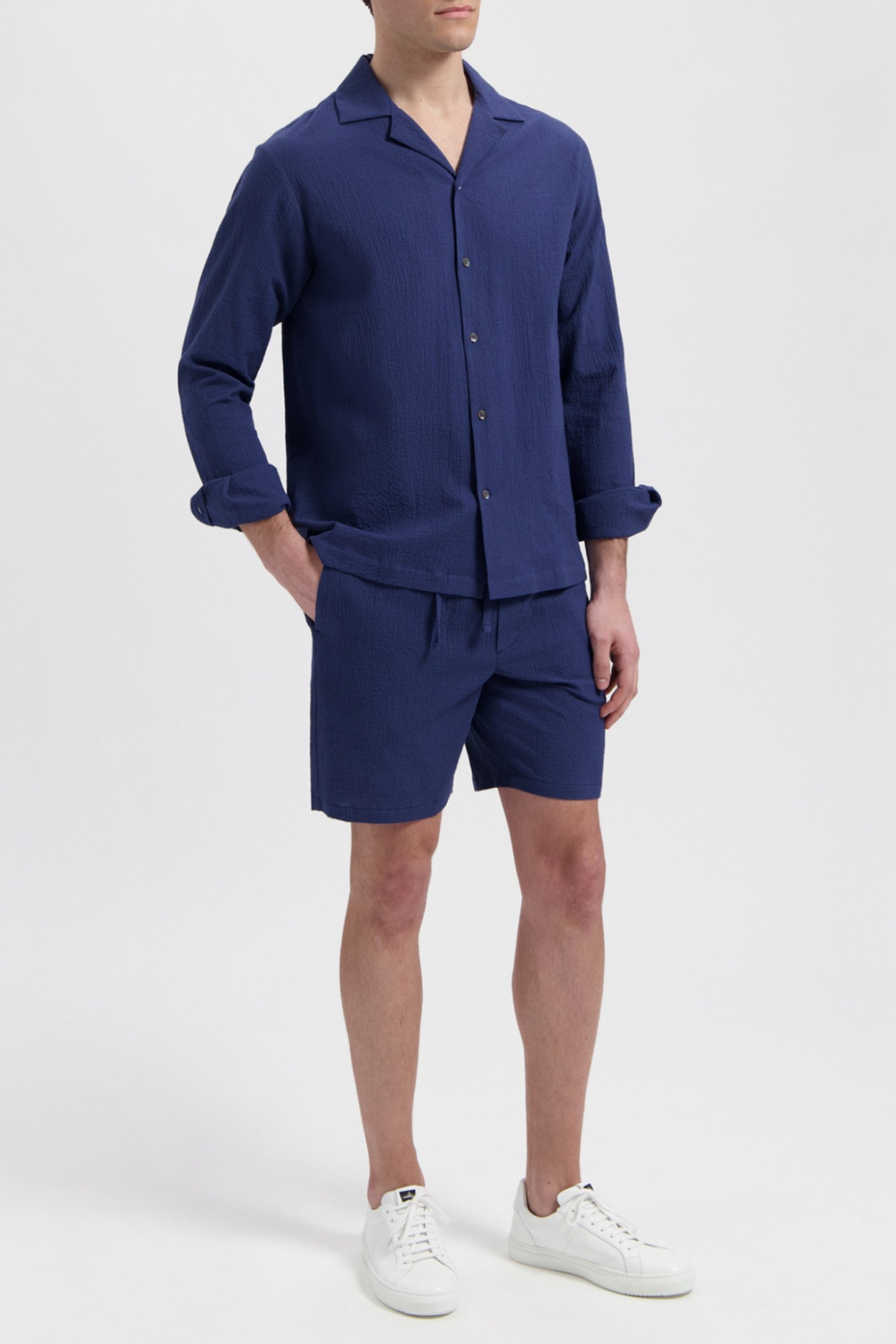 COOKE | STRETCH SEERSUCKER SHIRT NAVY BLUE 3