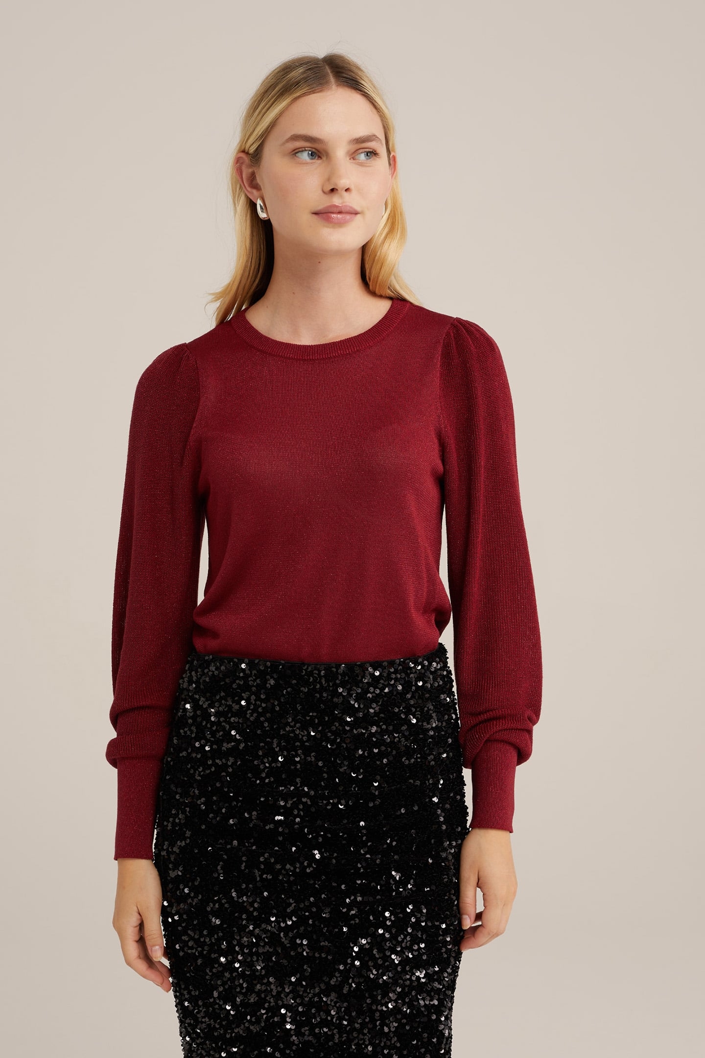 KNITTED PULLOVER BURGUNDY RED 1