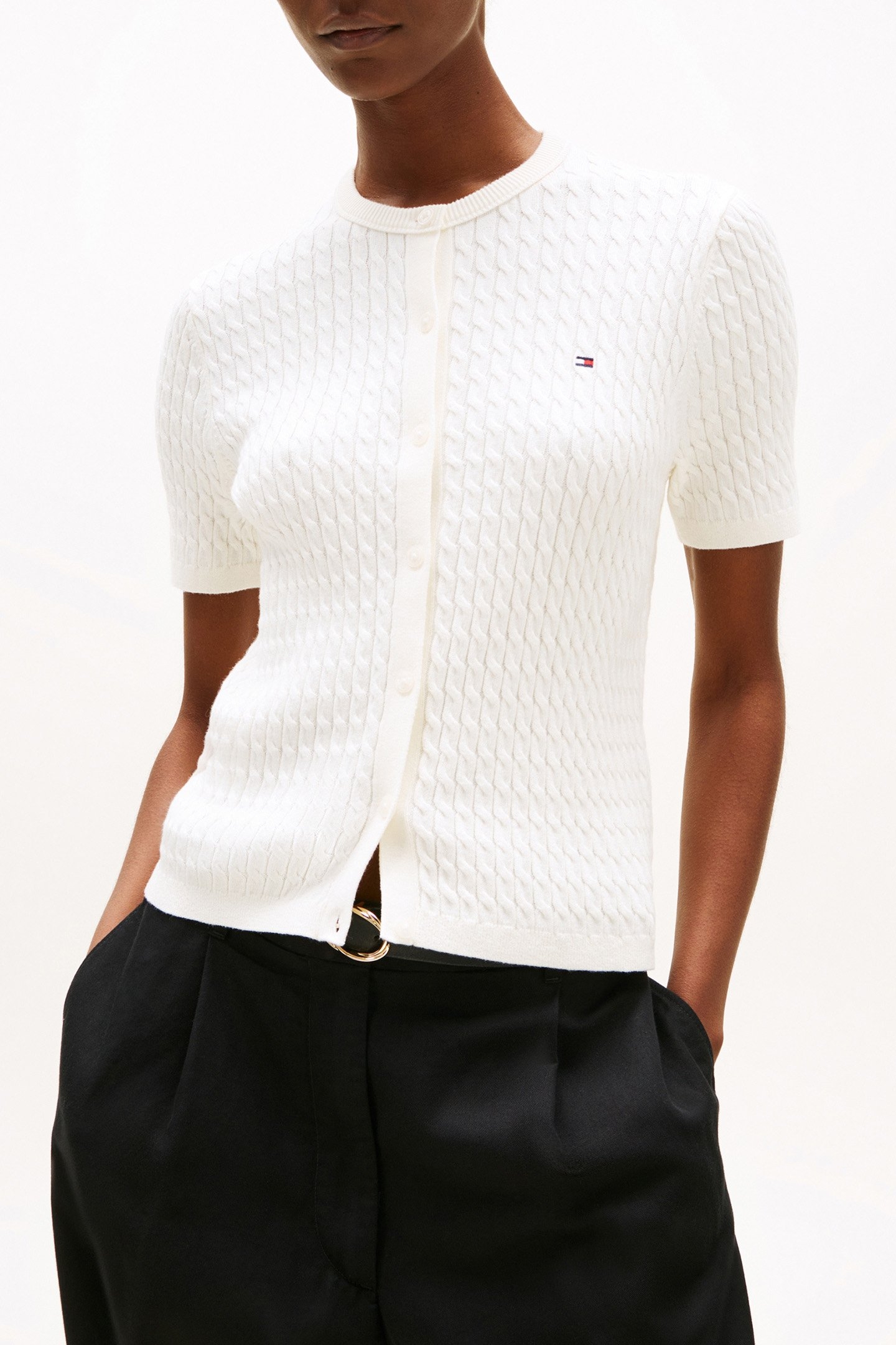 CO CABLE FINE GG REGULAR FIT CARDIGAN IVORY 1