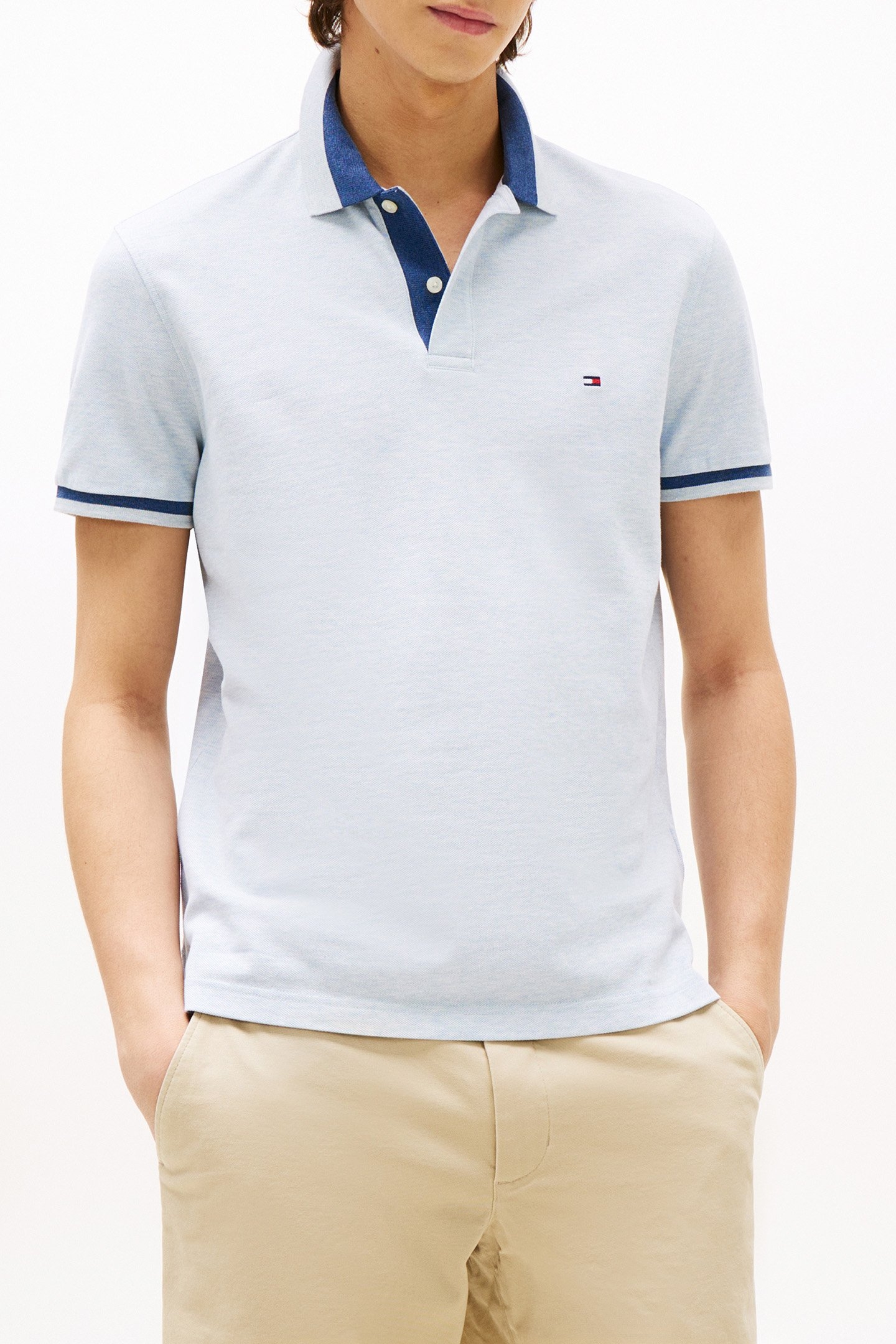 CONTRAST COLLAR BLOCK REGULAR FIT CASUAL SHIRT BLUE 1