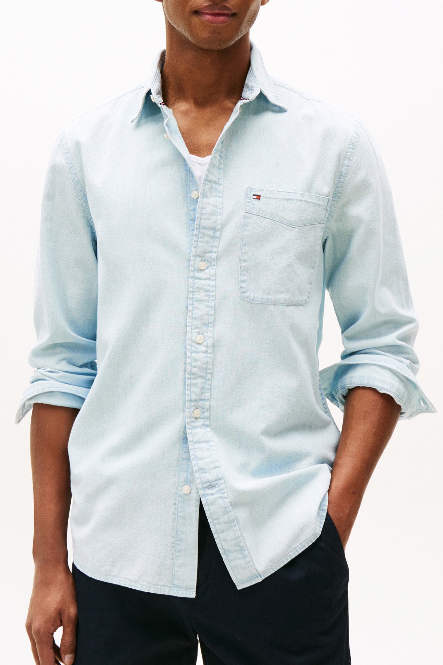 CHAMBRAY POCKET REGULAR FIT SHIRT LIGHT BLUE 1