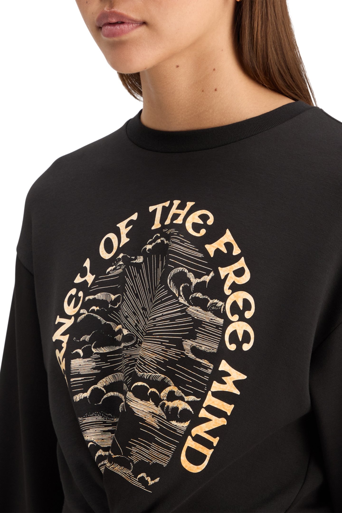 CHEST ARTWORK MODAL SWEATSHIRT WITH TWIST DETAIL EVENING BLA 6