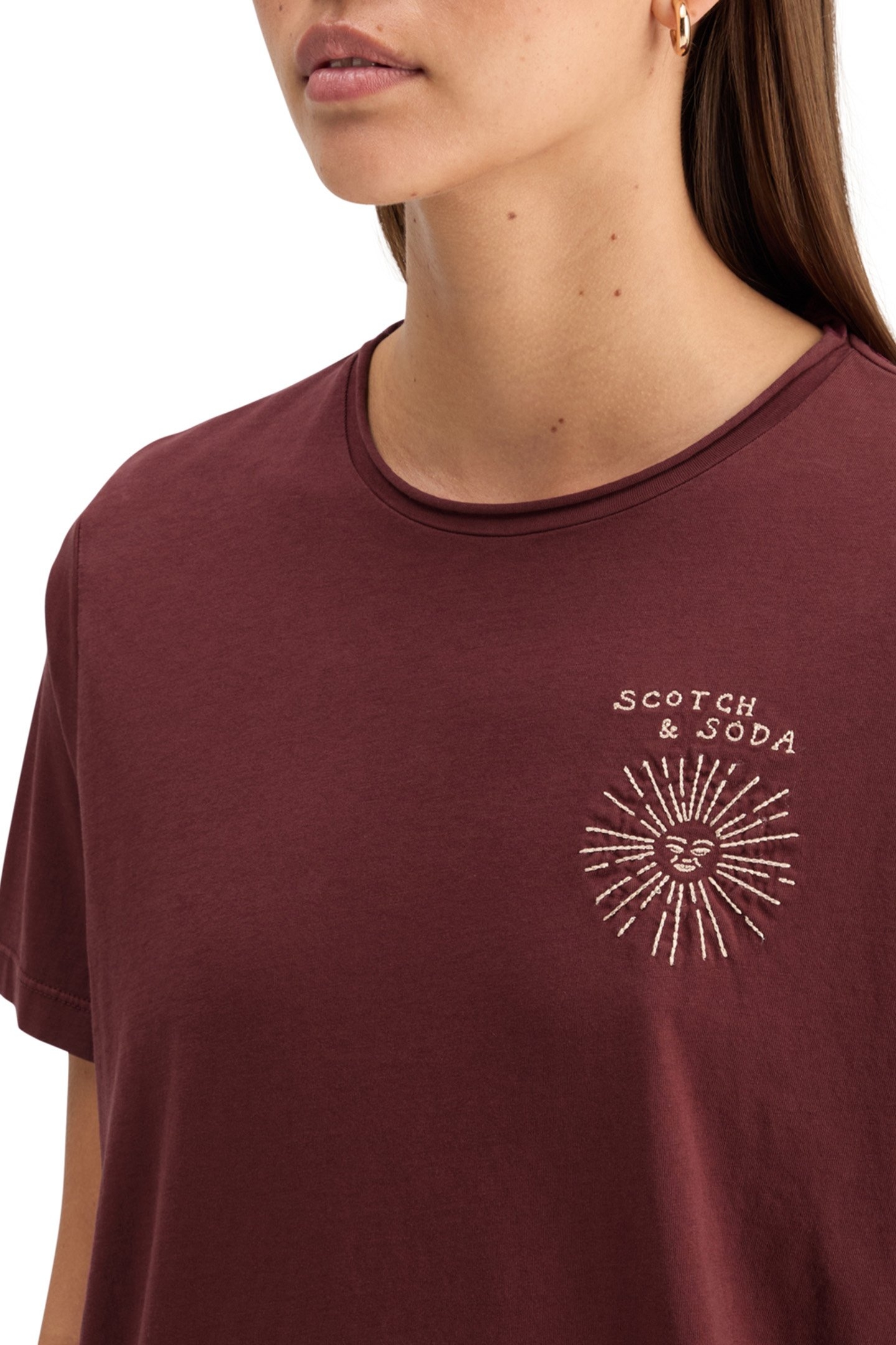 WASHED WITH CHEST ARTWORK RELAXED FIT T-SHIRT RICH MAHOGANY 7