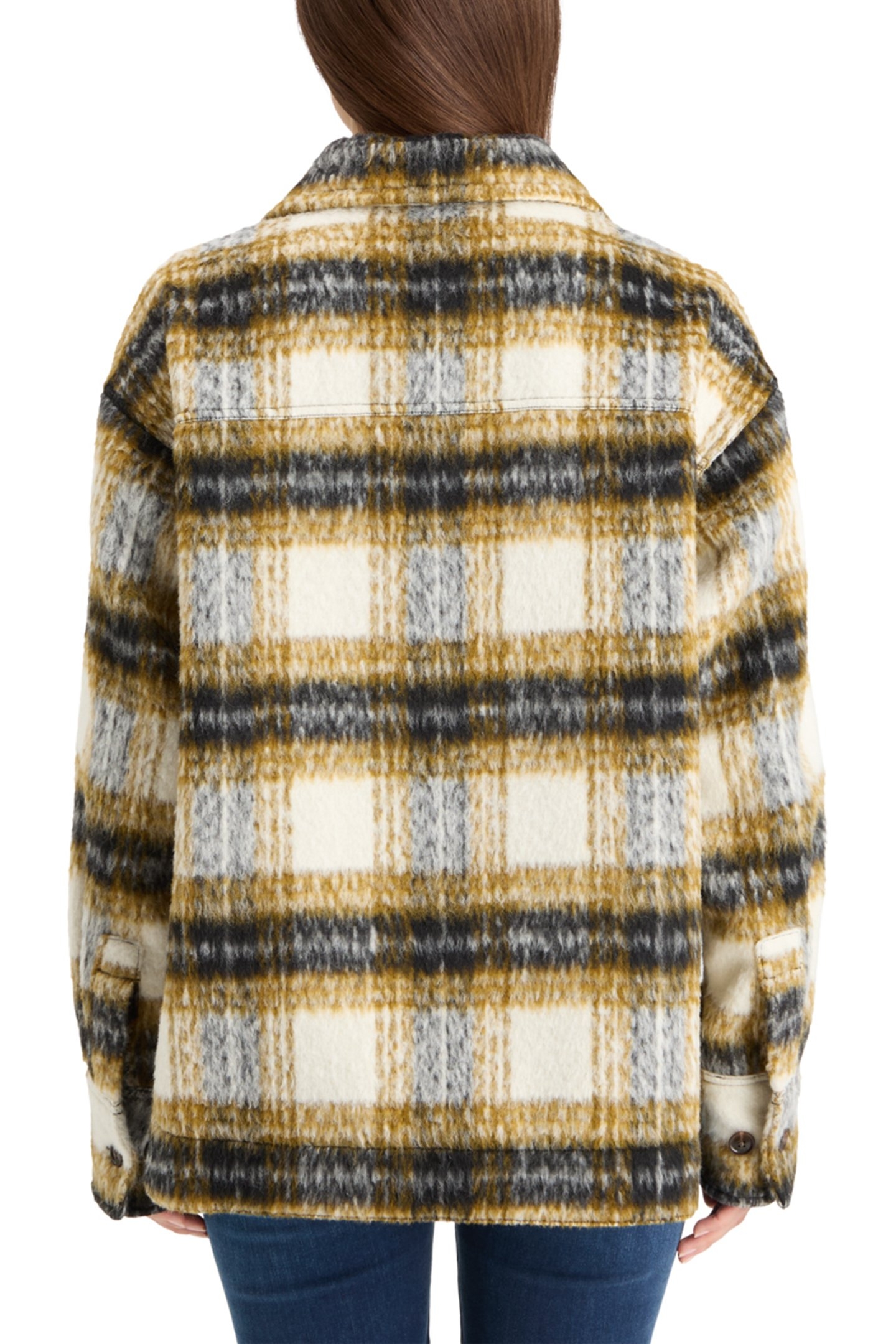 BRUSHED CHECK WOOL MIX SHIRT JACKET OLIVE CHECK 2