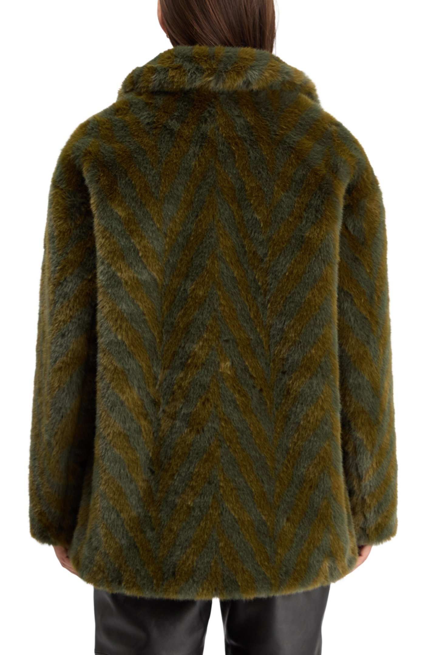 A-LINE FAUX FUR COAT OLIVE 2