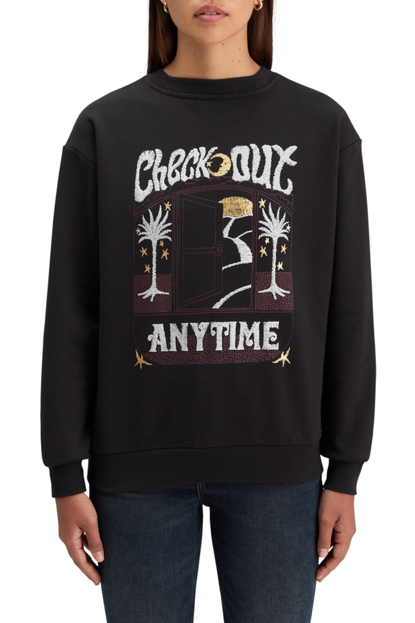 FRONT BACK FESTIVE ARTWORK RELAXED FIT SWEATSHIRT EVENING BL 1