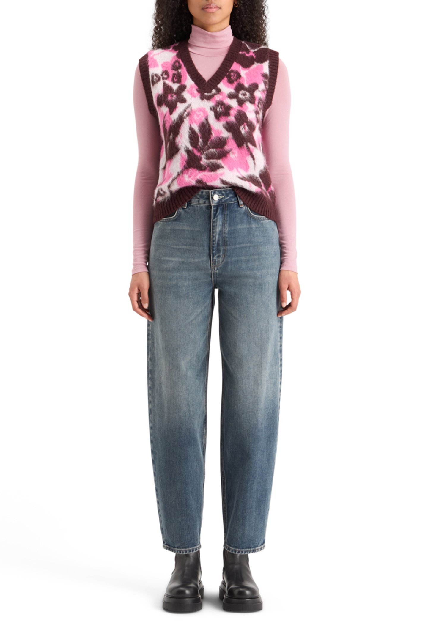 ROLL UP NECK LONG SLEEVE T-SHIRT CADILLAC PINK 6