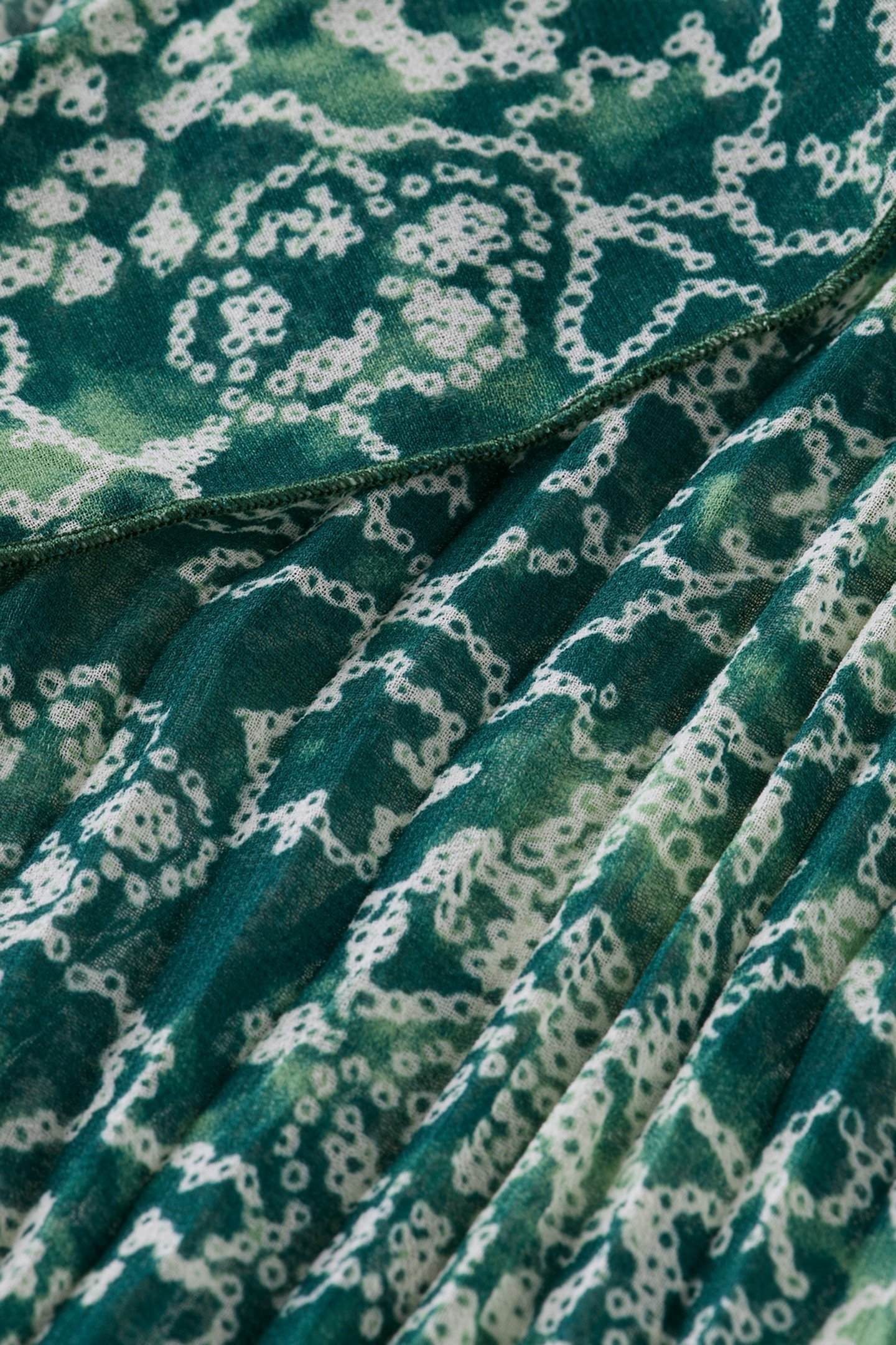 RUFFLED TOP SHIBORI FLORAL GREEN 7