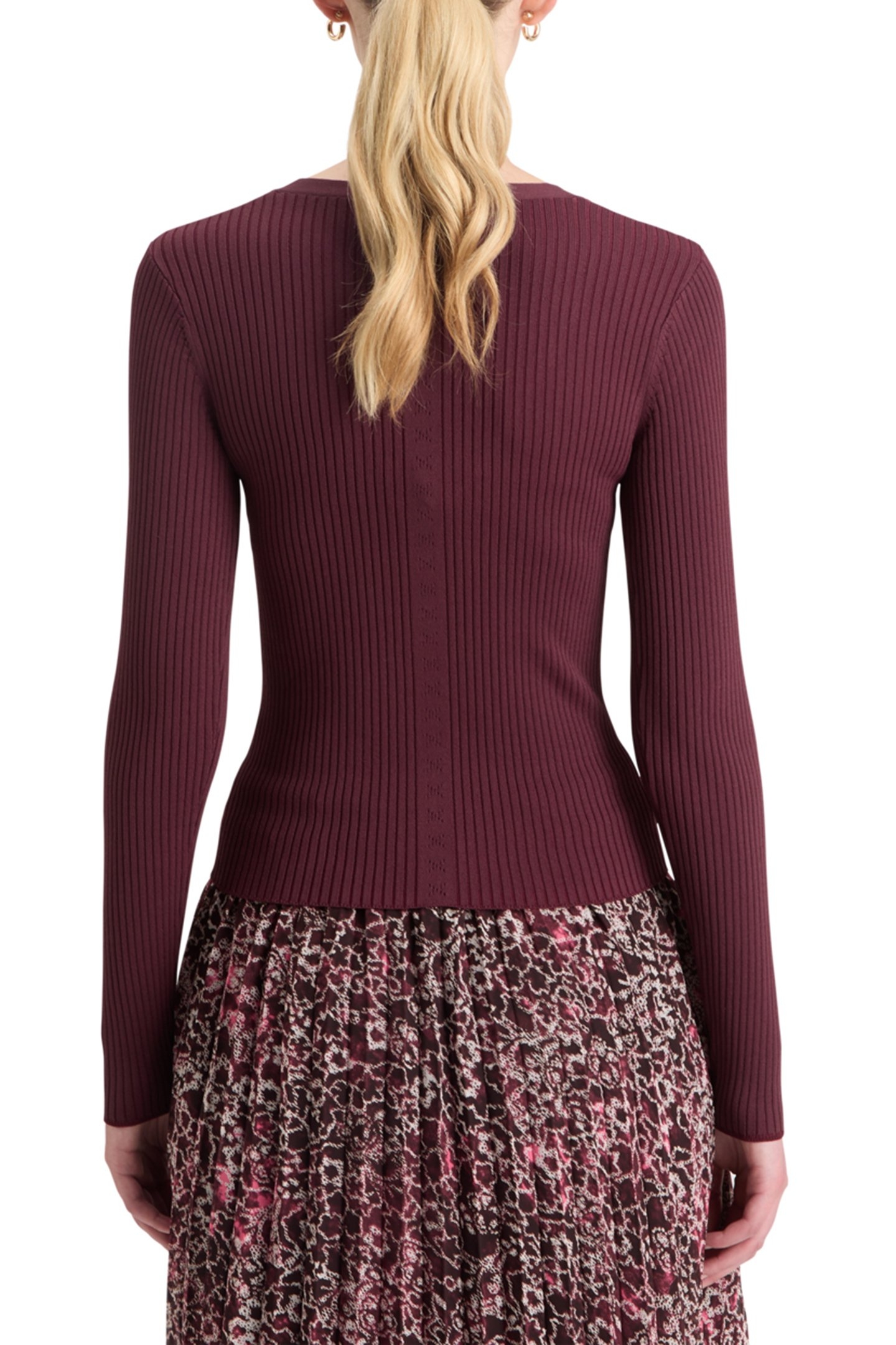 RIBBED FITTED PULLOVER BERRY 2