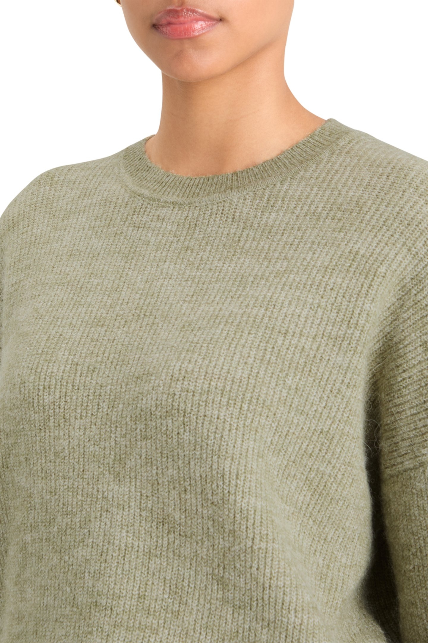 FUZZY CREW NECK PULLOVER WASHED SAGE MELANGE 6