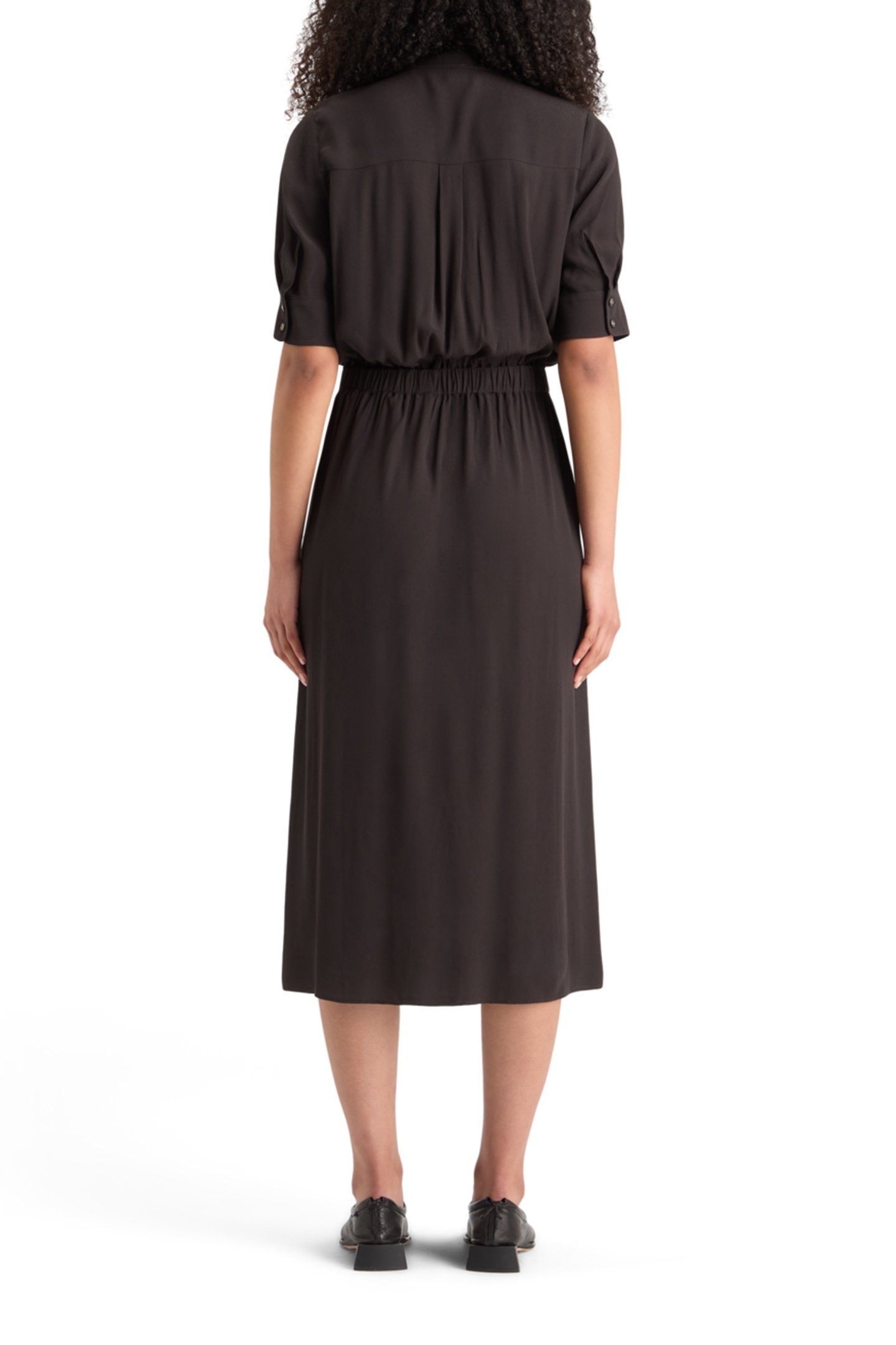 CREPE MIDI DRESS WITH CHEST POCKETS EVENING BLACK 2