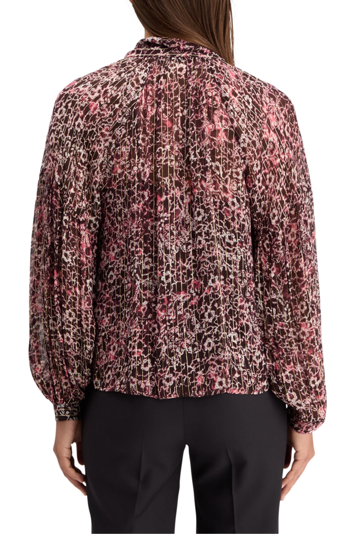 LUREX TOP WITH BOW NECK SHIBORI FLORAL PINK 2