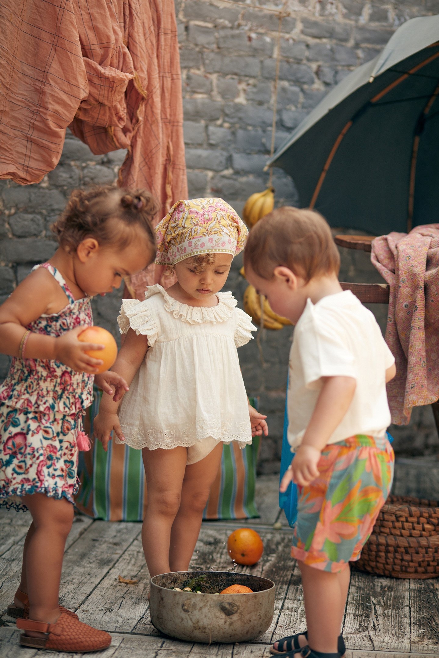 SHORTS VALLALOID CREAM INDIAN FLOWERS 5