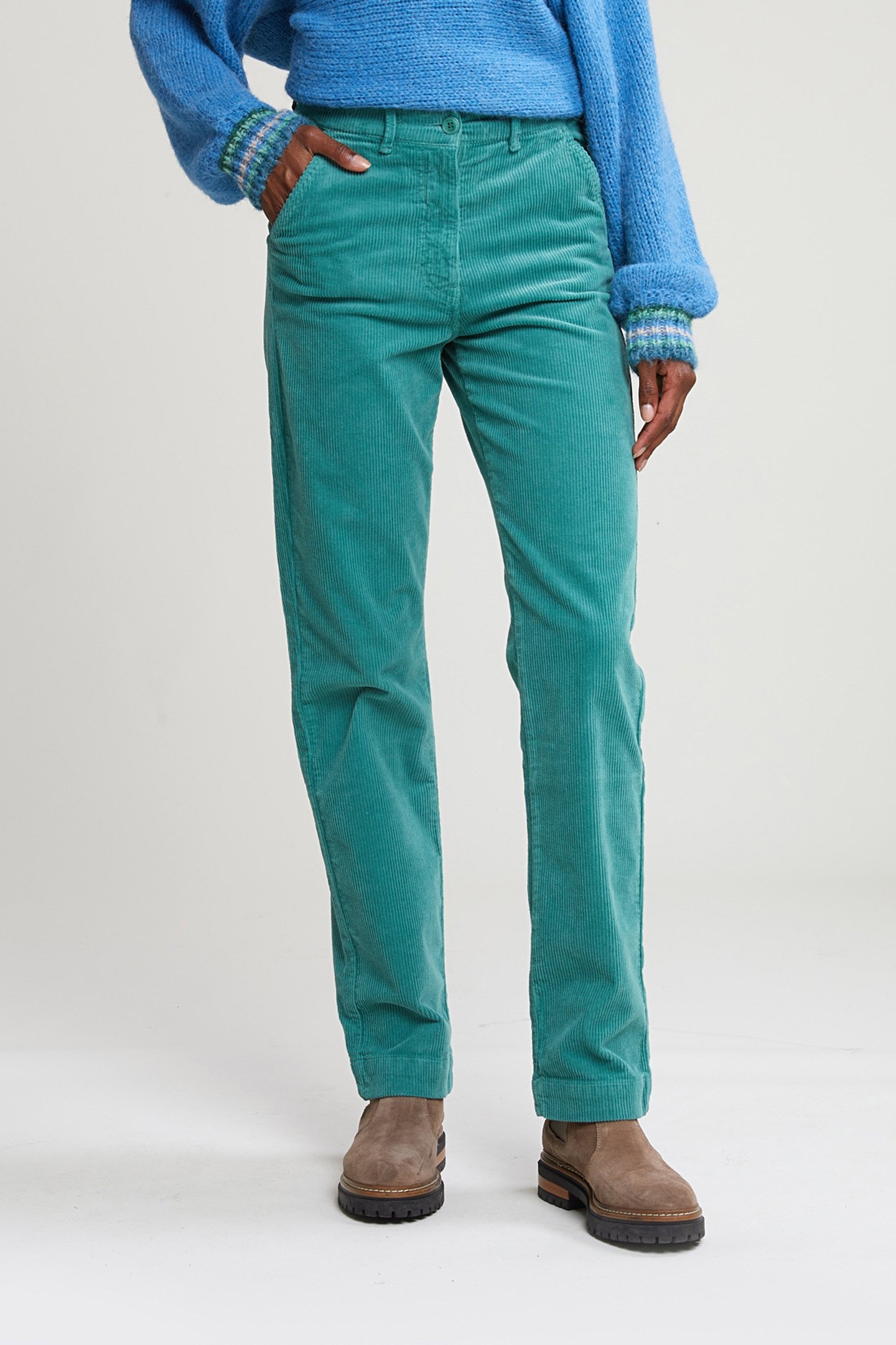 GREEN CORDUROY PANTS HIGH WAIST 1