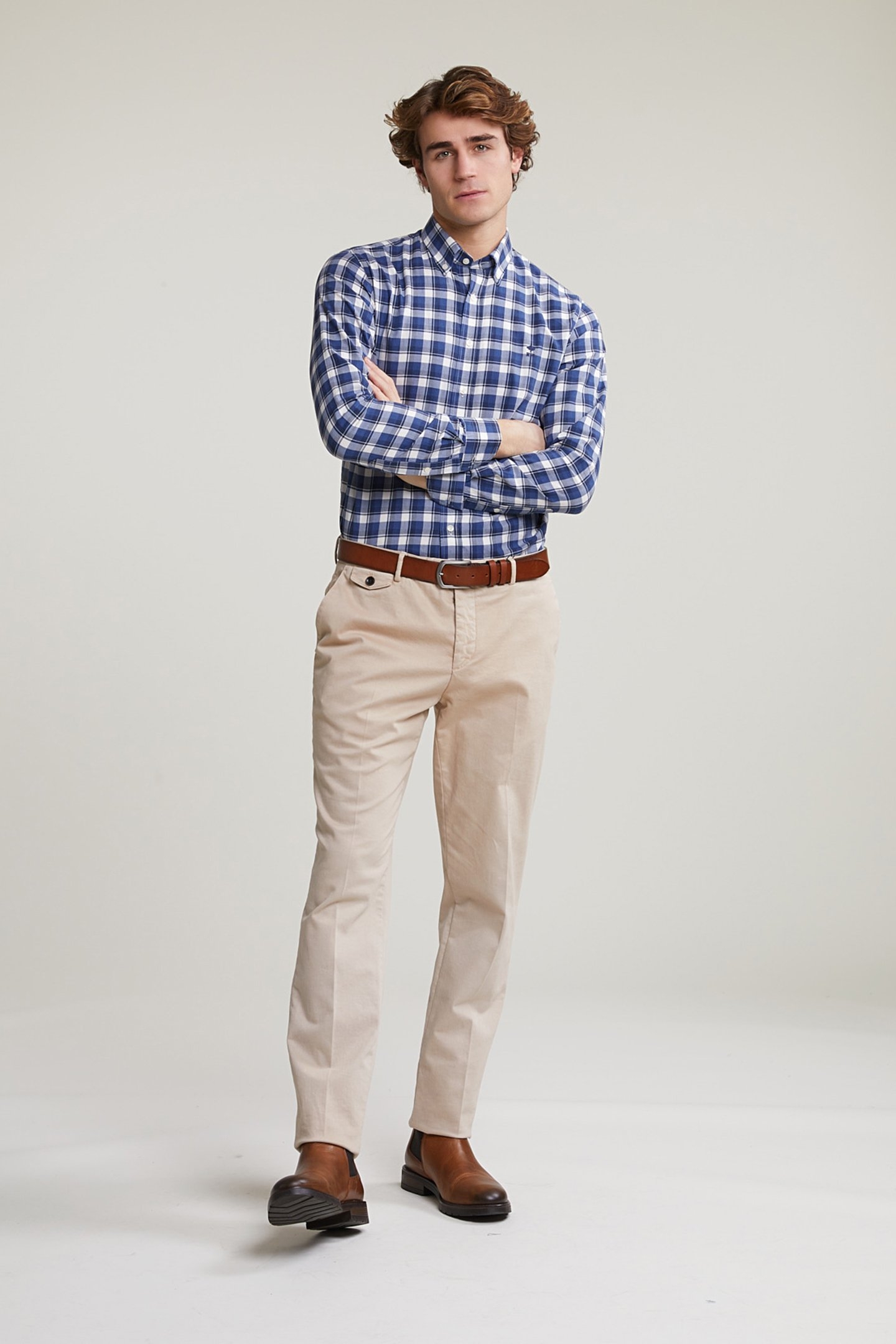 CUSTOM FIT CHECKED SHIRT BLUE/WHITE 3