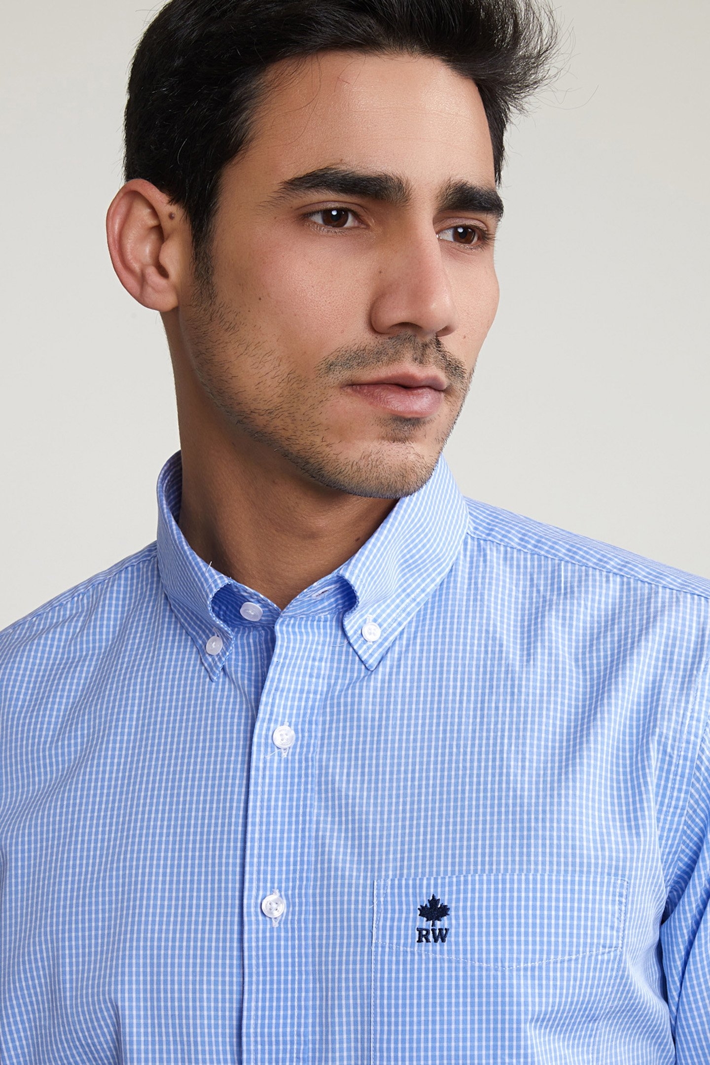 REGULAR FIT CHECKED SHIRT WITH POCKET BLUE/WHITE 4