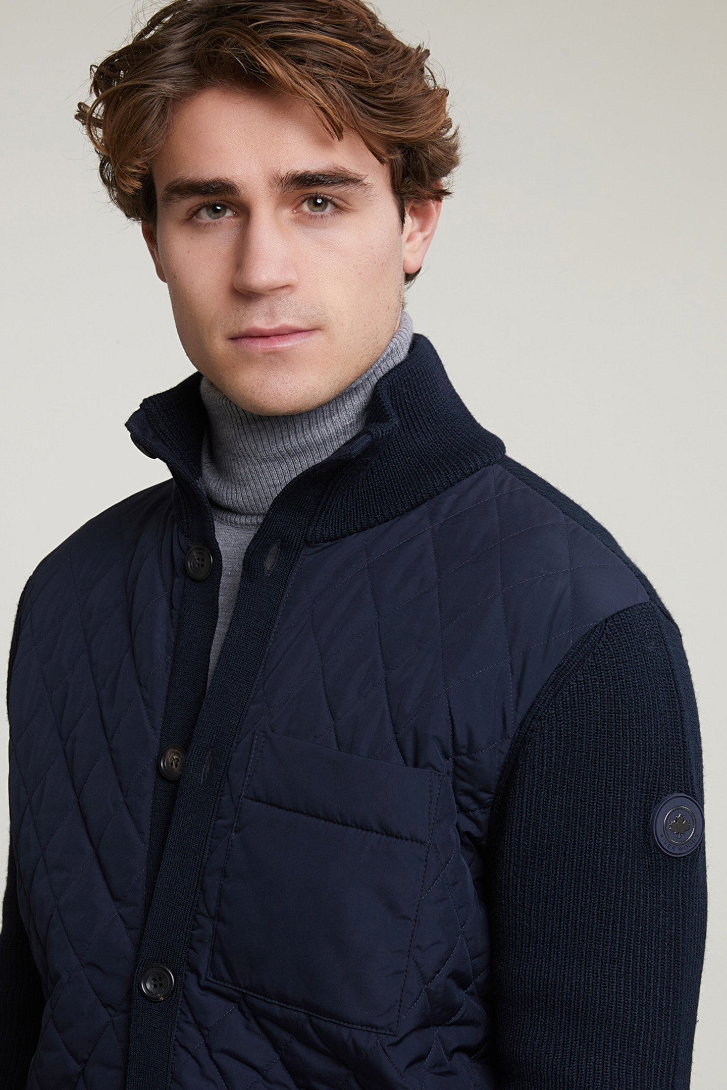 CUSTOM FIT QUILTED VIRGIN WOOL JACKET WITH BUTTONS BLUE 5
