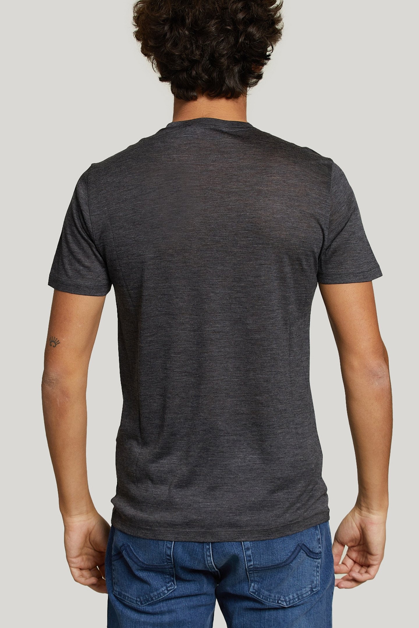 SLIM FIT VIRGIN WOOL T-SHIRT GREY 2