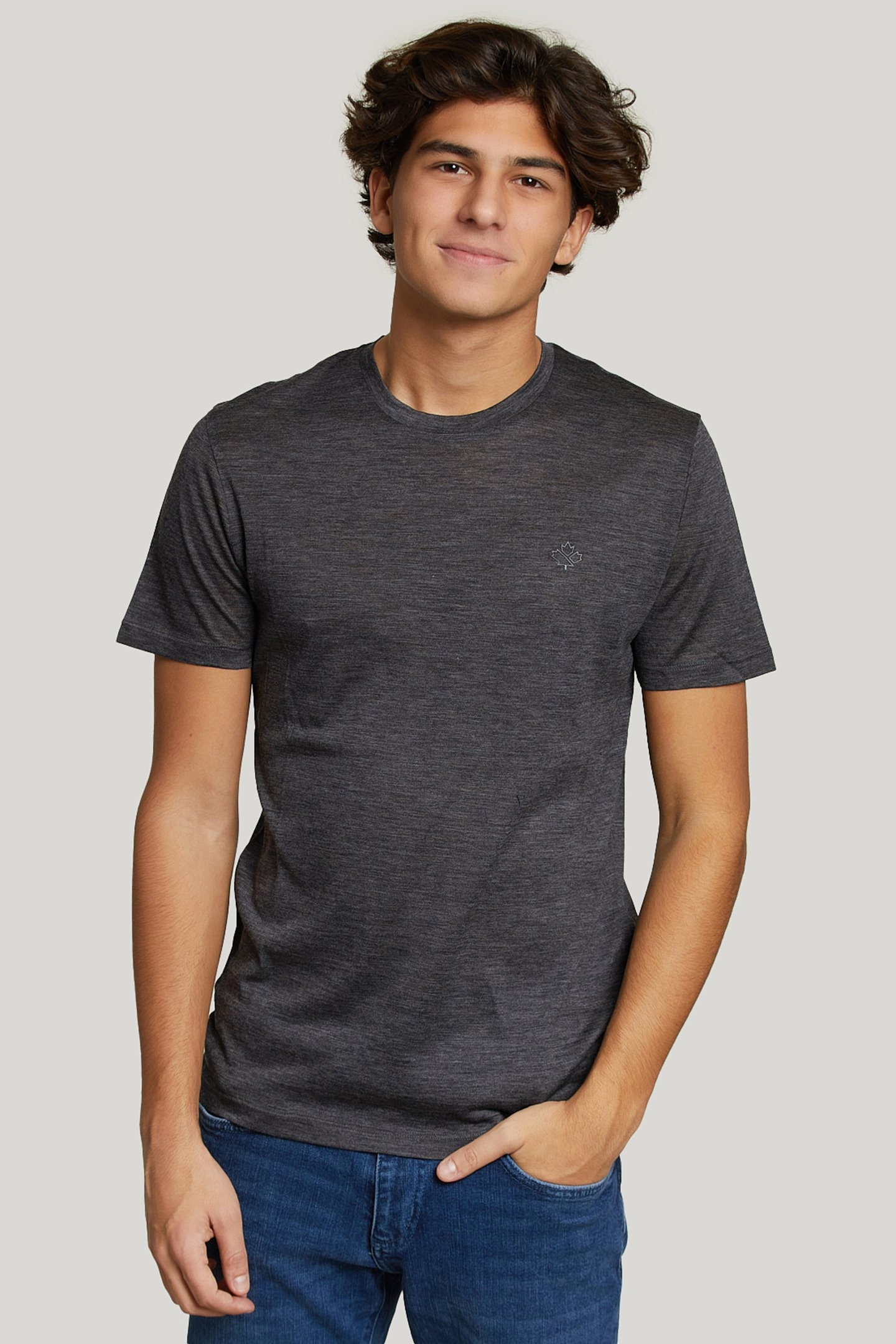 SLIM FIT VIRGIN WOOL T-SHIRT GREY 1