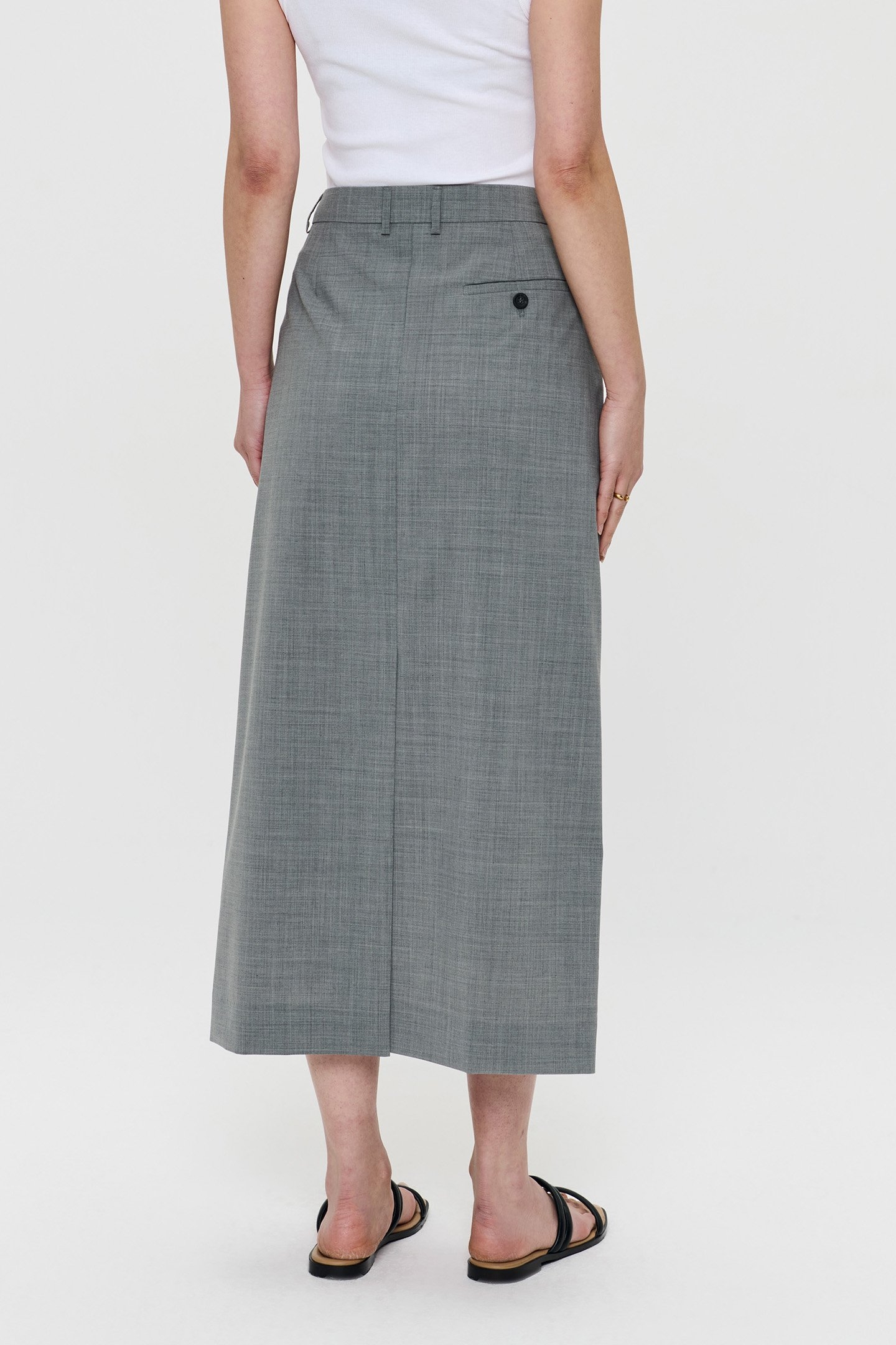 TROPICAL WOOL STRAIGHT SKIRT GREY MELANGE 2
