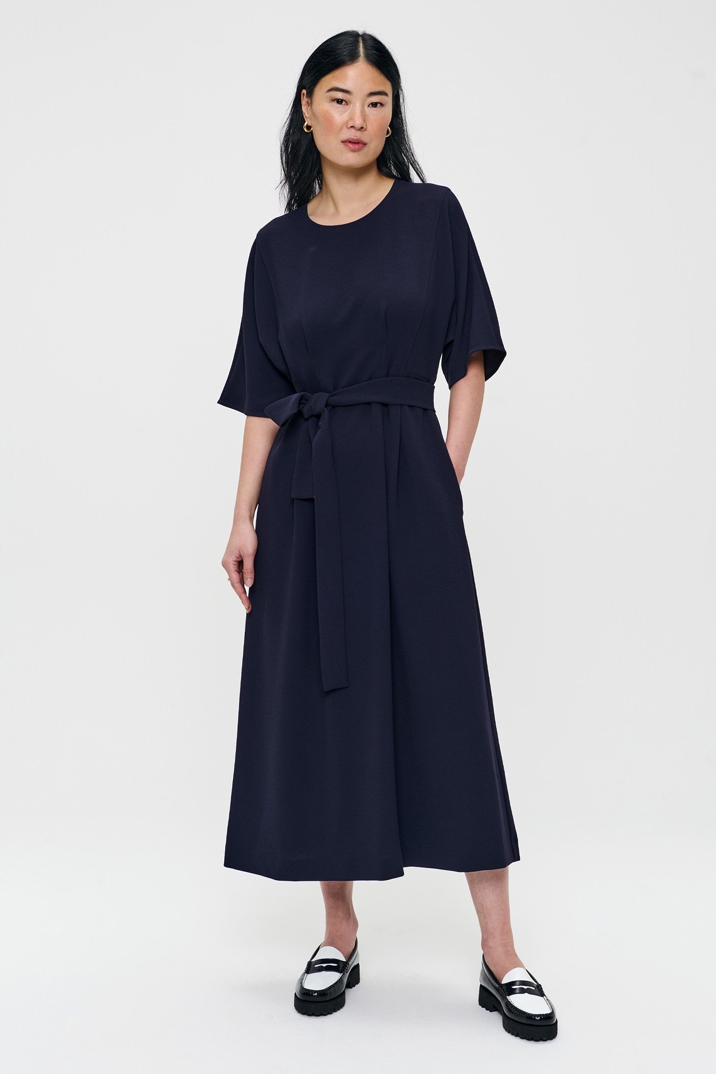 FLOWY WAISTED DRESS MIDNIGHT BLUE 3