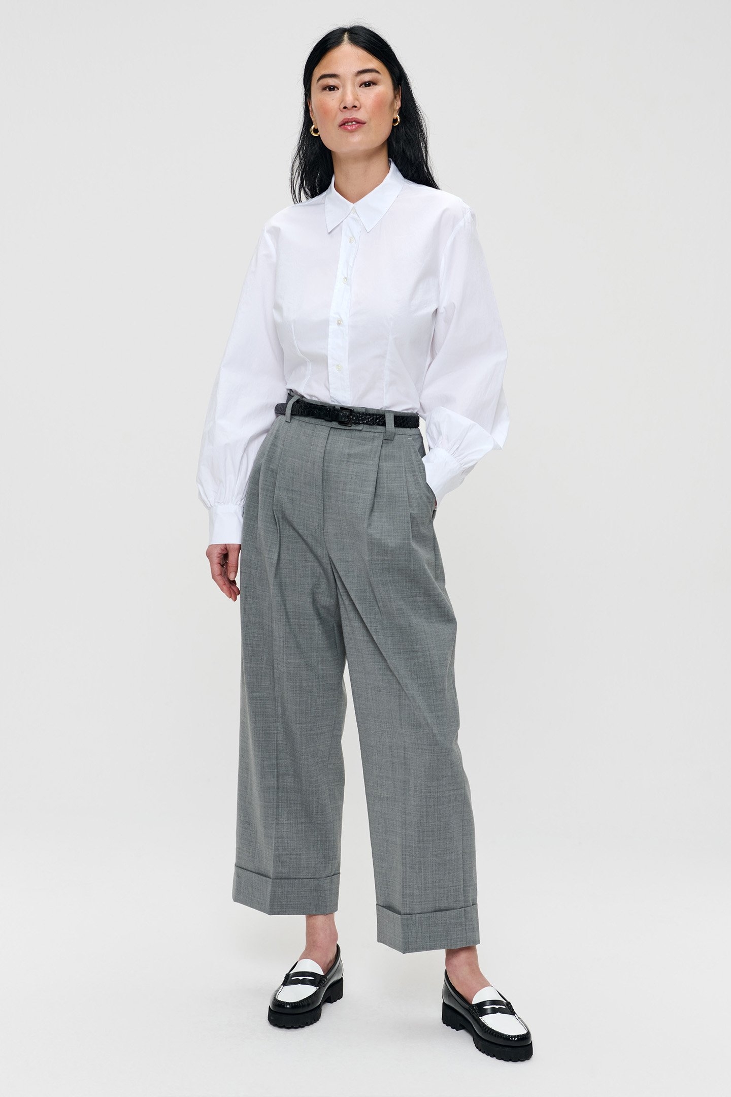 POPLIN PUFF SLEEVE SHIRT WHITE 4