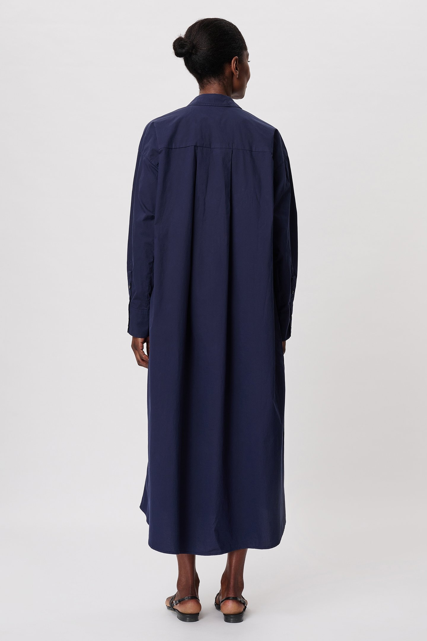 COTTON POPLIN LONG SHIRT DRESS MIDNIGHT BLUE 2