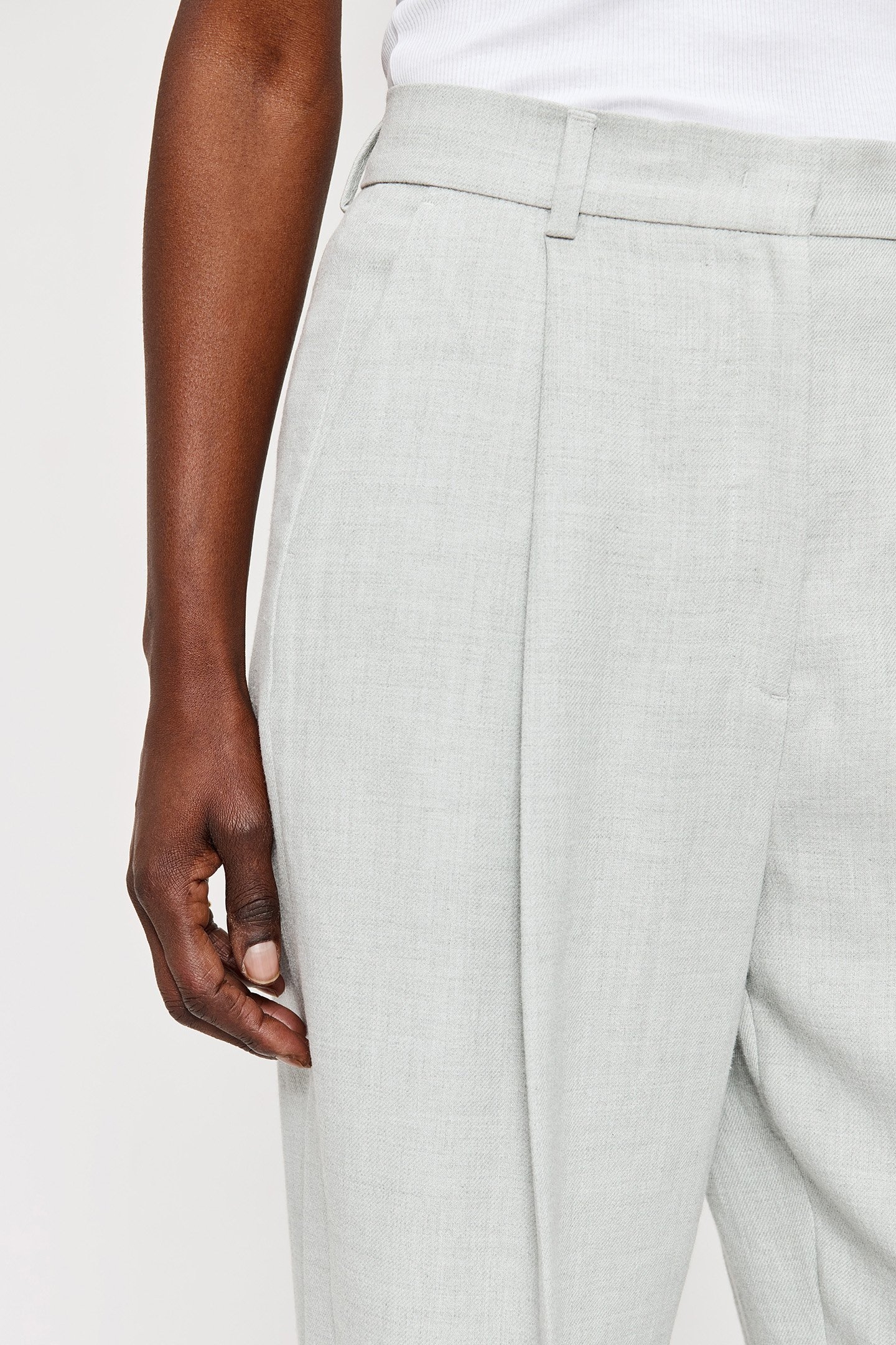 MELANGE LINEN STRAIGHT PANTS LIGHT GREY MELANGE 4