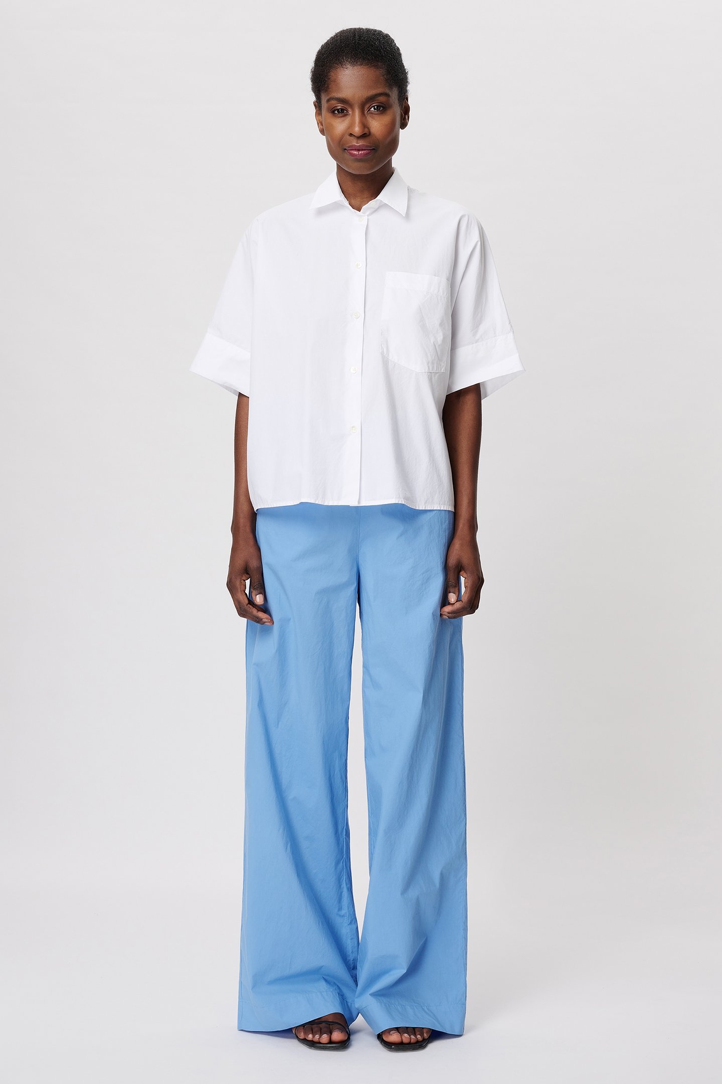 COTTON WIDE LEG PANTS SKY BLUE 4