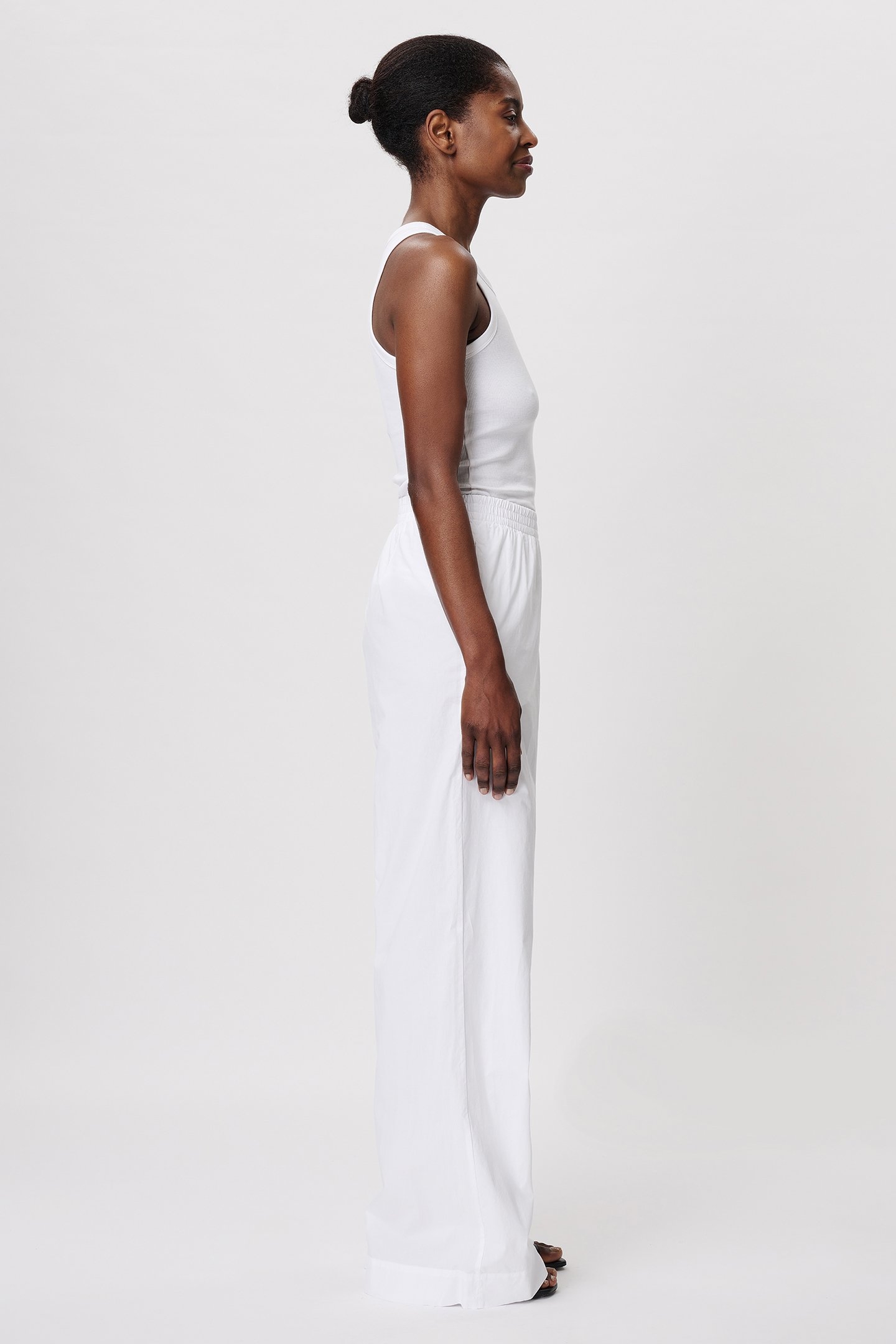 COTTON WIDE LEG PANTS WHITE 3