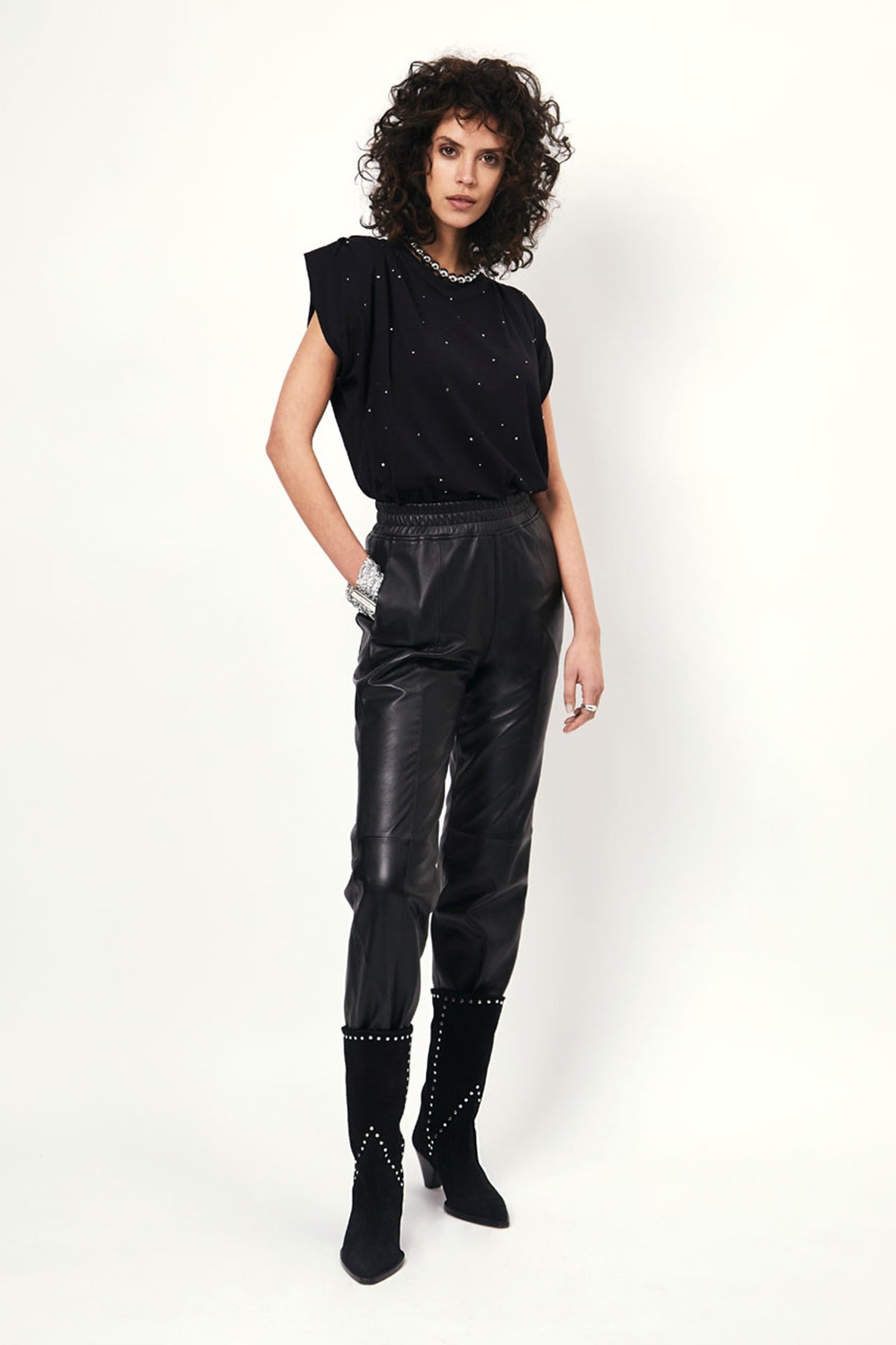 KUNO LEATHER JOGGER PANTS RAVEN 1