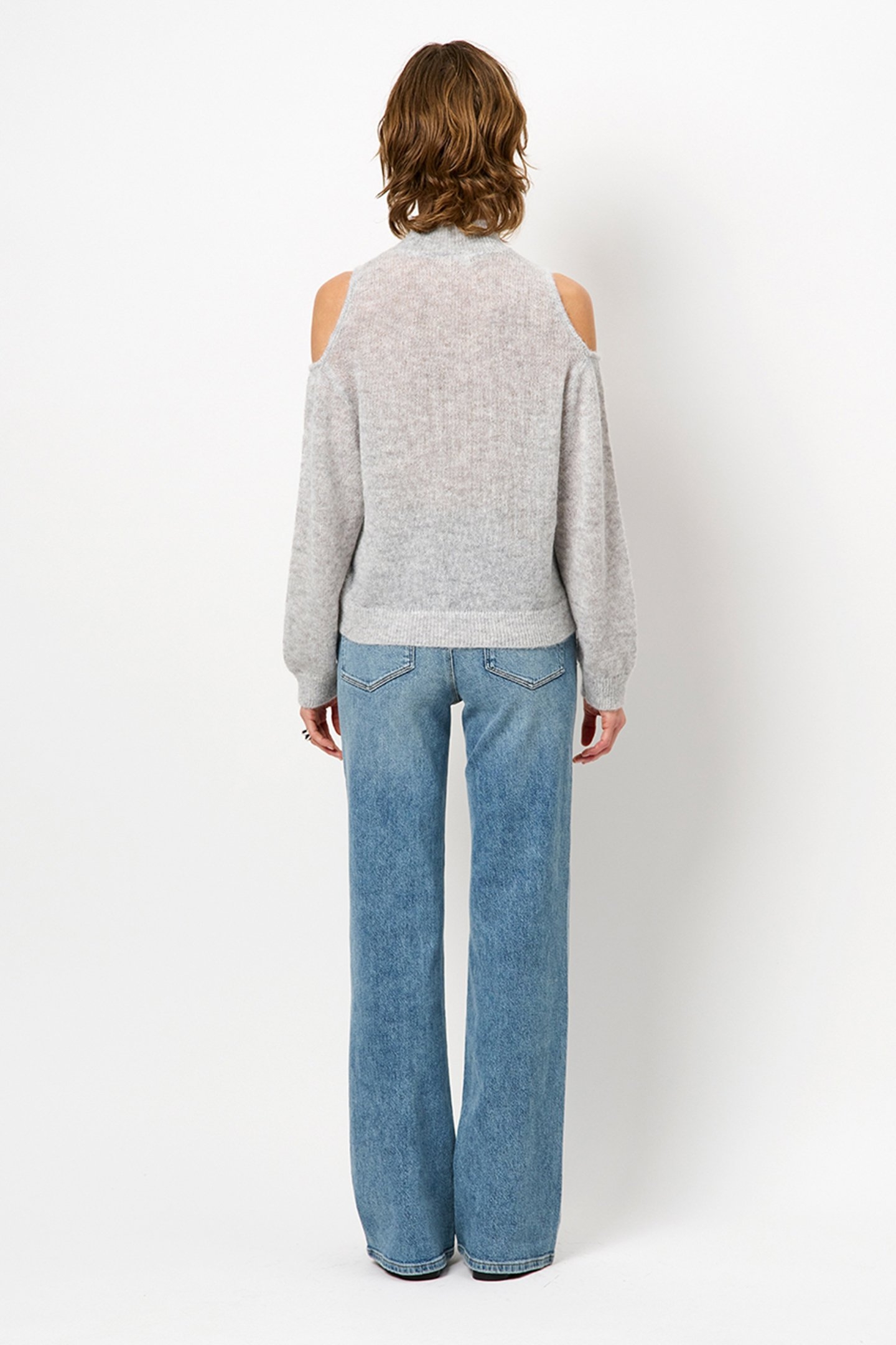 AVIEL OPEN SHOULDER SWEATER HEATHER GREY 3