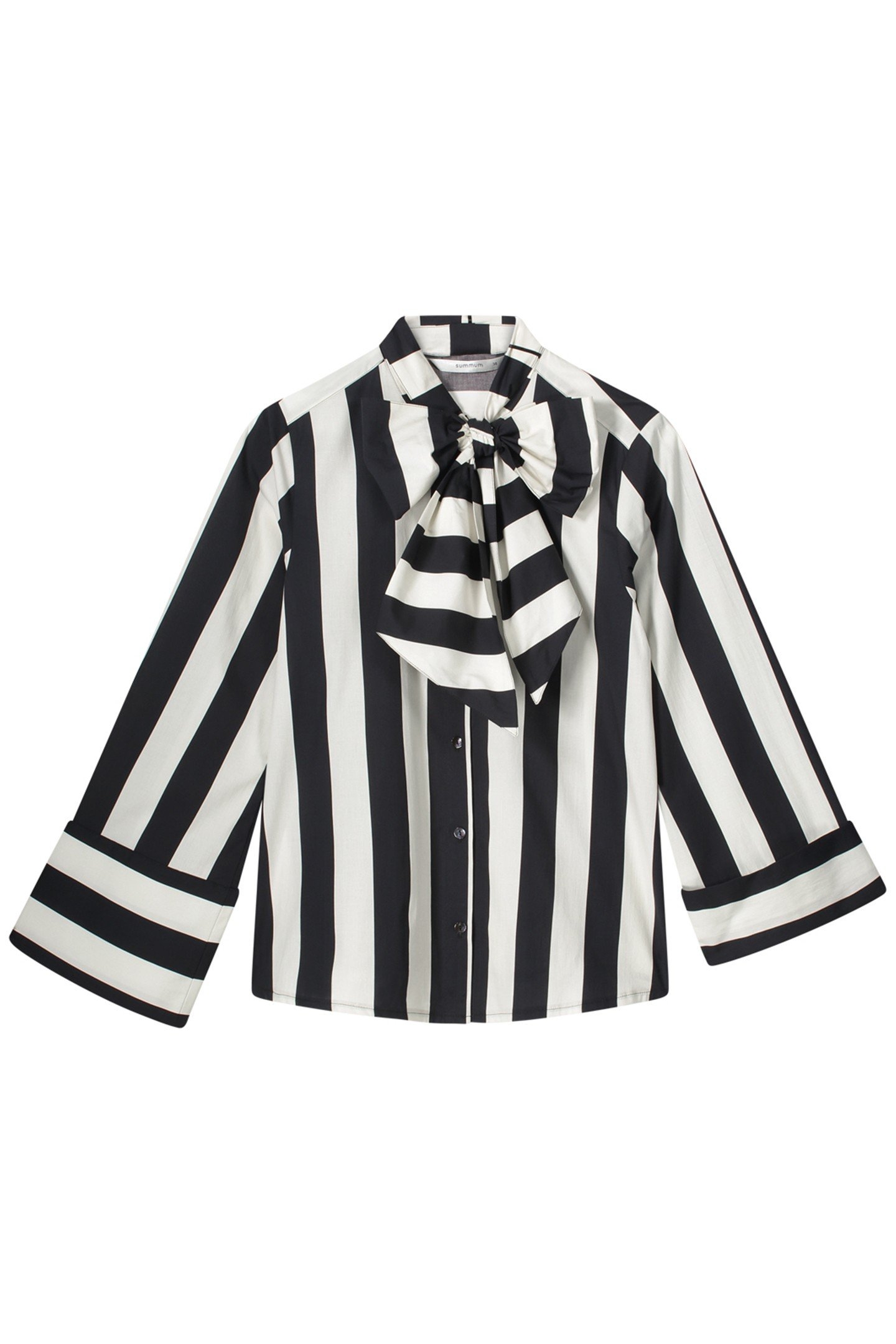 BLOUSE BOW STRIPE PRINTED BLACK IVORY 1