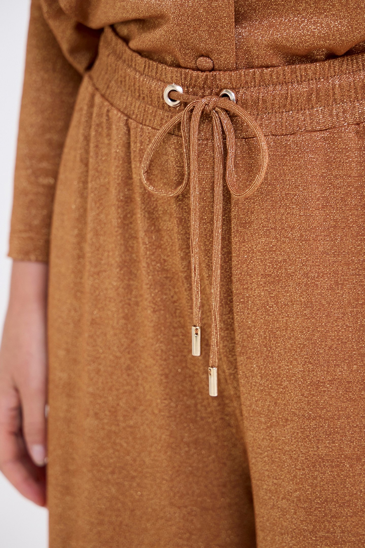 FLARED PANTS FINE LUREX JERSEY CARAMEL COFFEE 4