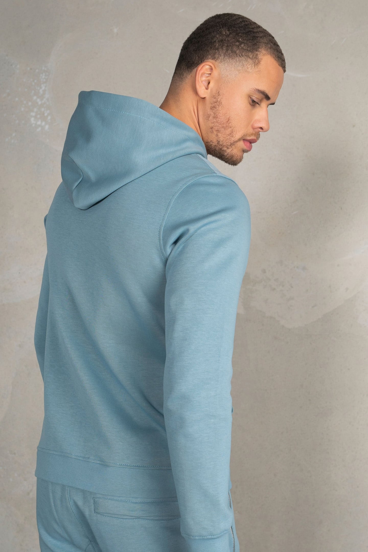 Q-SERIES STRAIGHT ZIP THRU HOODIE STONE BLUE 2
