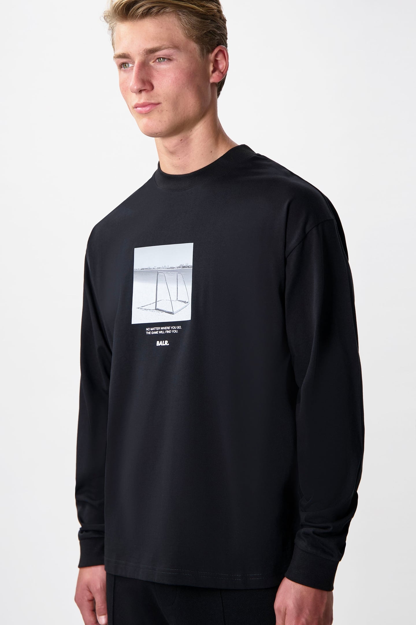 BALR. GOAL BOX FIT LONG SLEEVE T-SHIRT JET BLACK 5